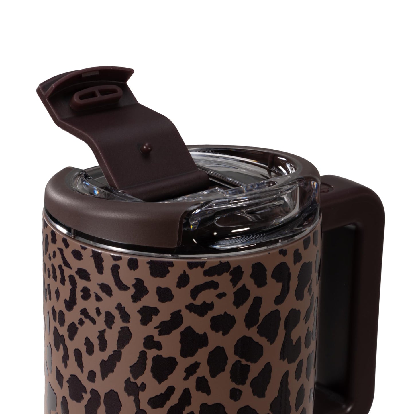 HydroJug Coffee Traveler 20 oz - Leak-Resistant, Ceramic-Lined Insulated Travel Coffee Mug for Hot or Cold Drinks with Flip Lid & Handle, Dishwasher Safe Coffee Tumbler, Brown Leopard