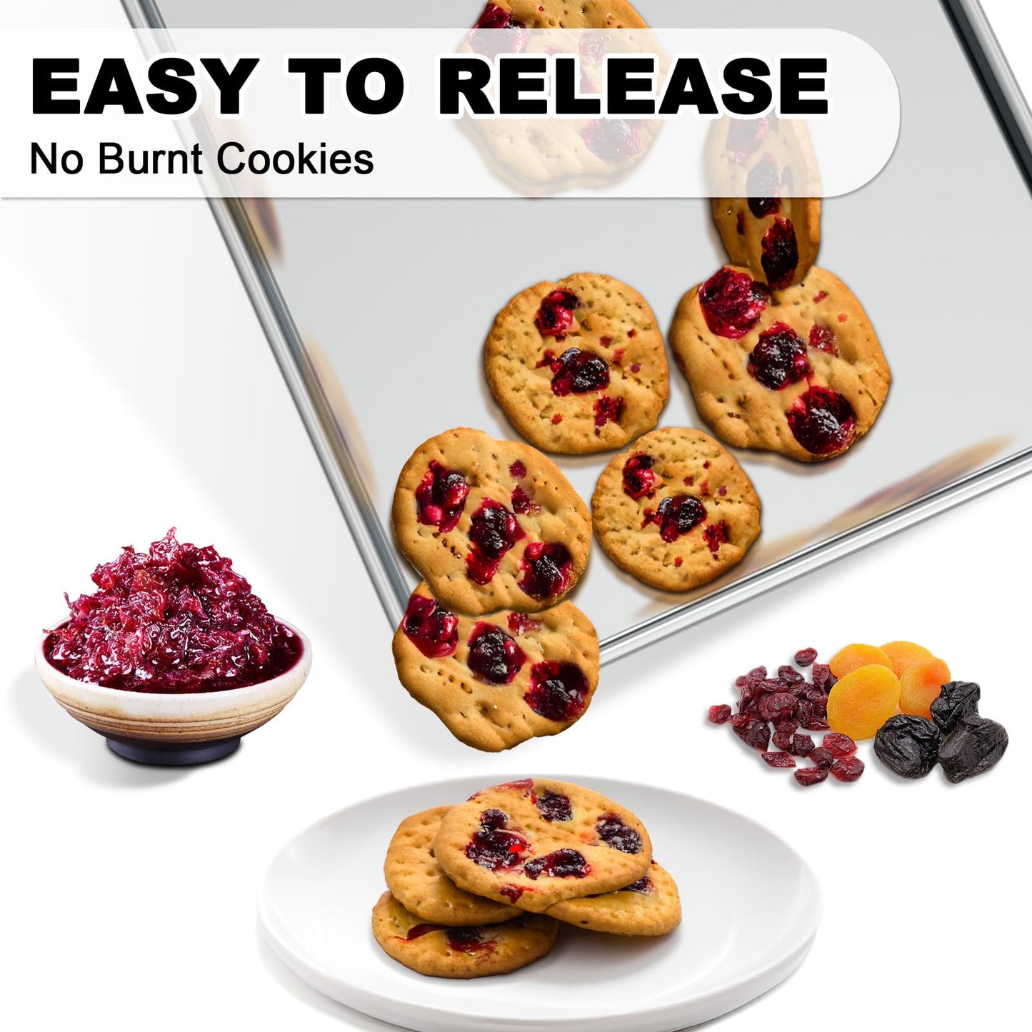 24 Inch Baking Sheet Pans with Rack Set, Natural Aluminum Cookie Sheet, Extra Large Commercial Quality Baking Sheet Pan Set, Warp Resistant Nonstick Thick Cookie Tray Pans for Baking, Roasting