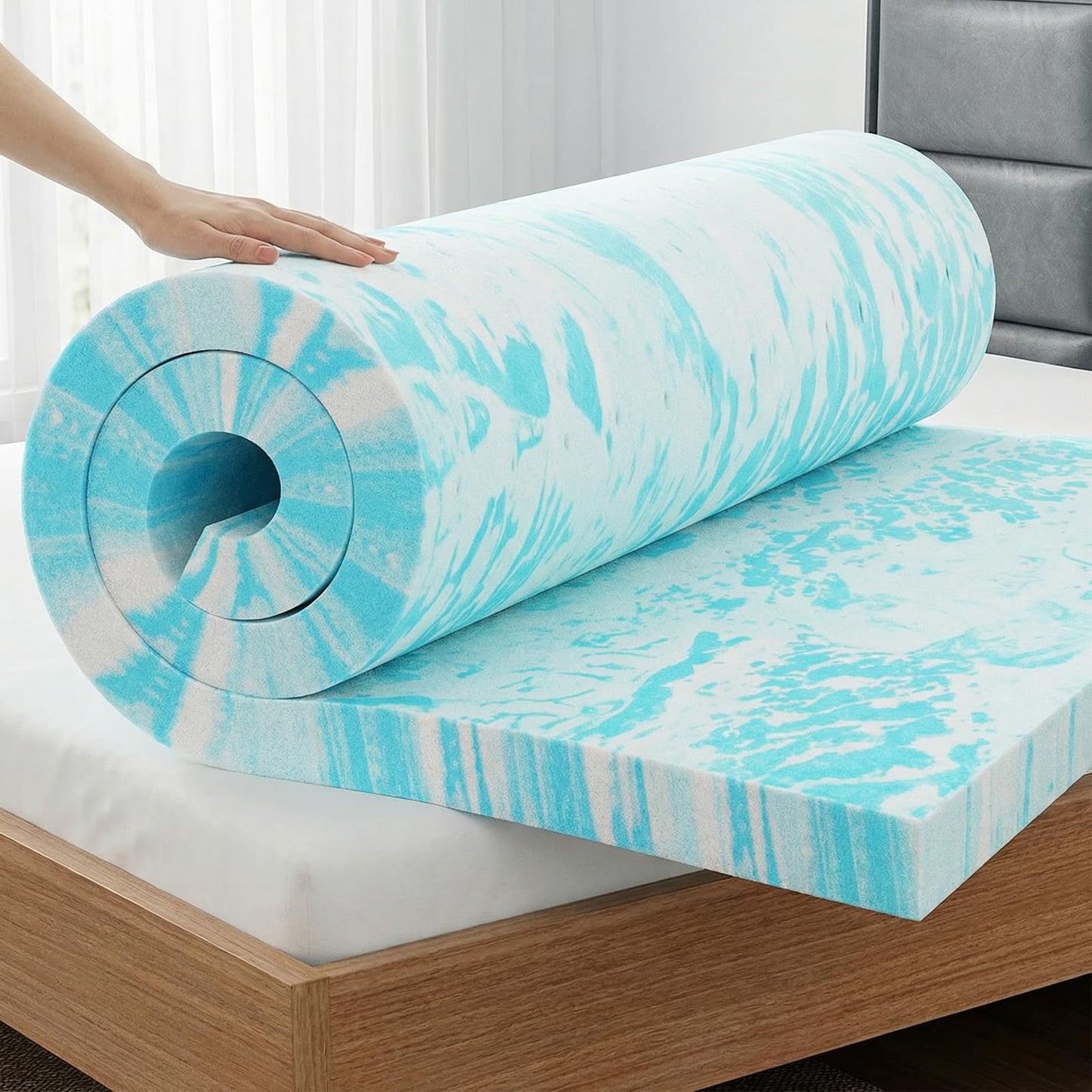OLIXIS Gel Memory Foam Mattress Topper, Full 3 Inch, Cooling Gel Infused Soft Comfy Breathable, Pressure-Relieving, CertiPUR-US Certified
