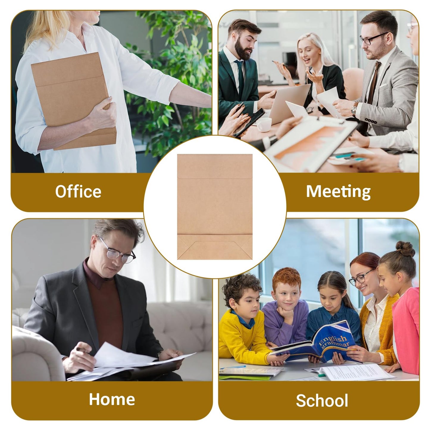 zmybcpack 50 Pack 9.4" x 13.2" Expandable Catalog Envelopes, Large Kraft Document Envelopes Self Seal Manilla Envelopes Mailing for Documents, Magazines, Photos