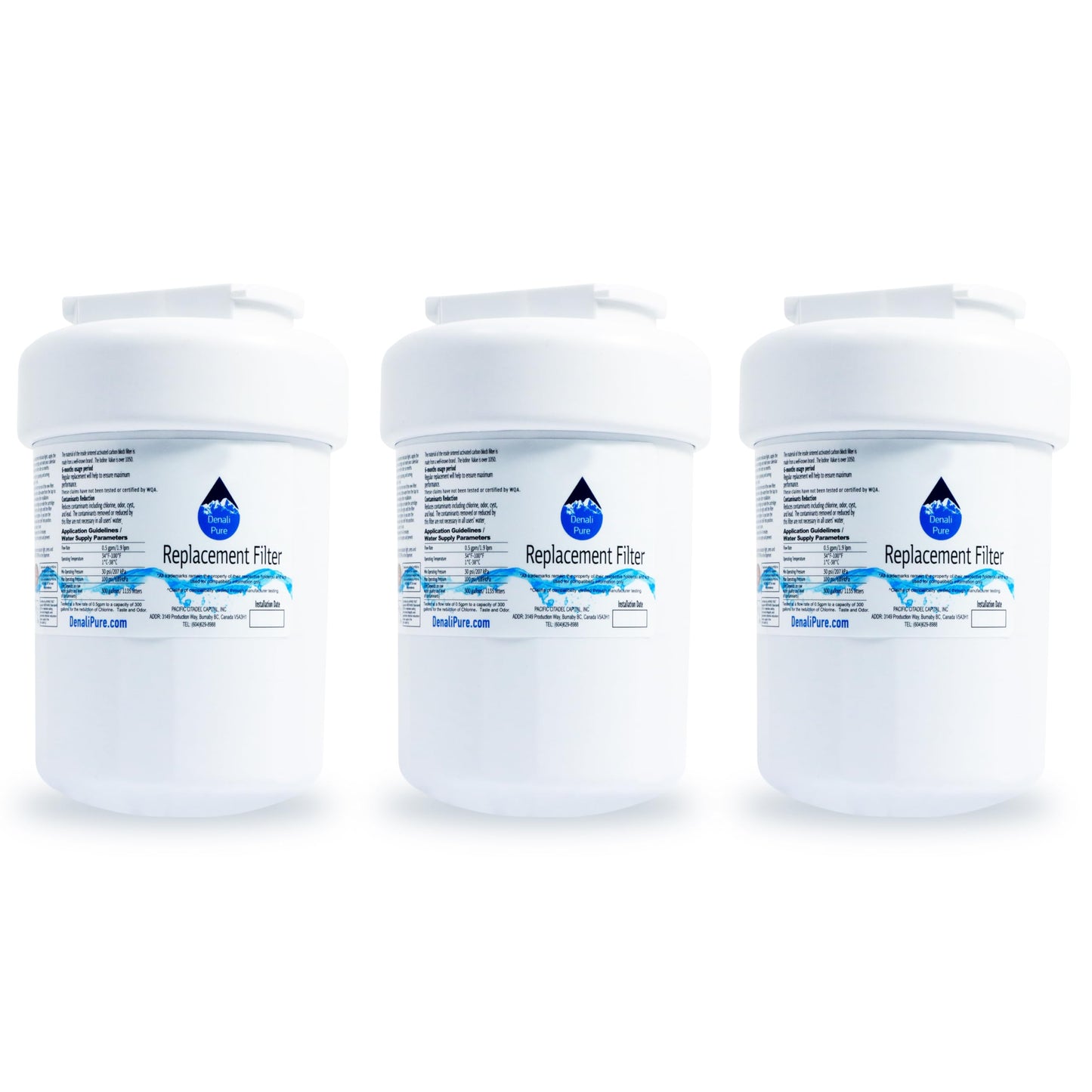 3-Pack Replacement for General Electric MWF Refrigerator Water Filter - Compatible with General Electric MWF Fridge Water Filter Cartridge