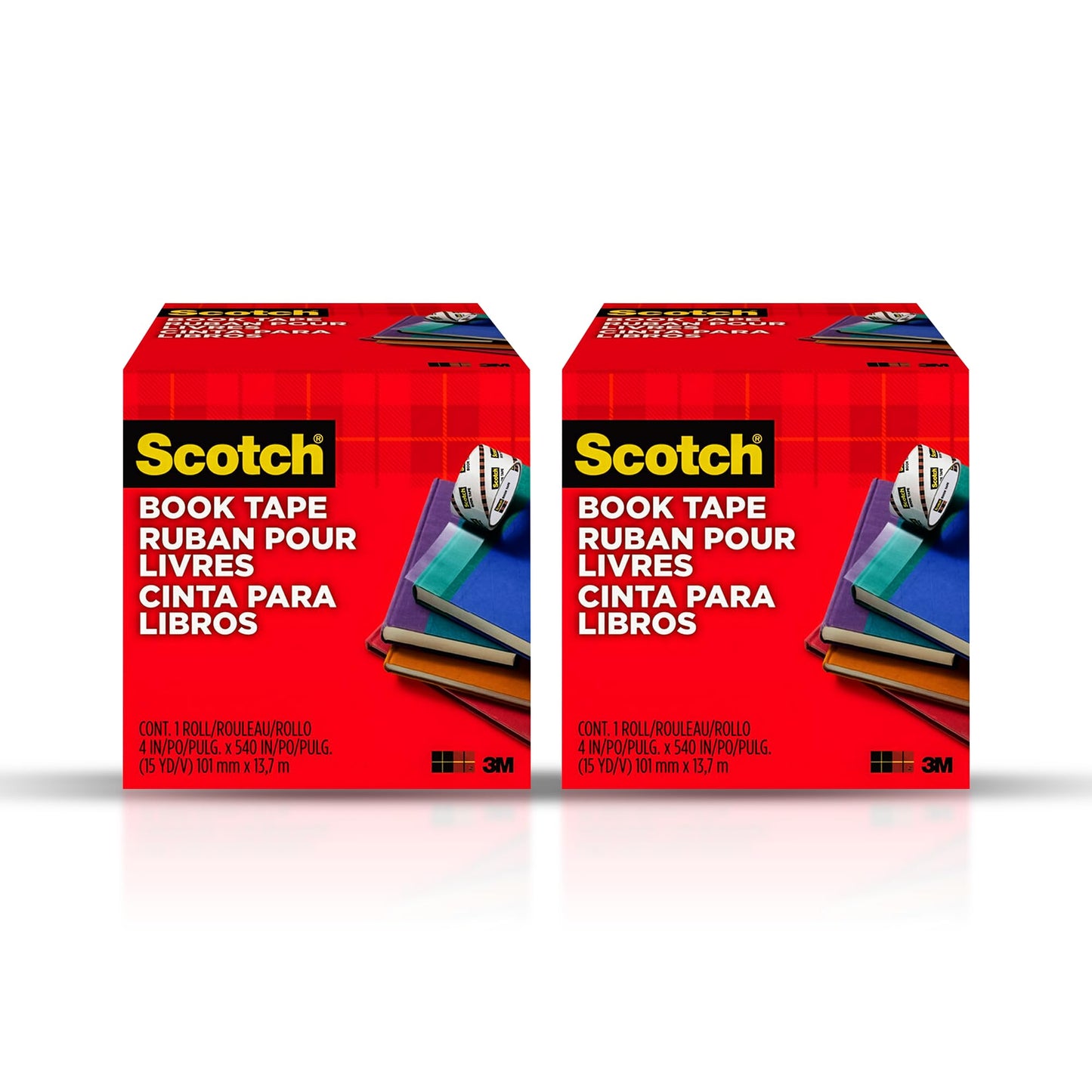 Scotch Book Repair Tape, Clear, 4 Inches x 15 Yards (3-Inch Core), 2 Rolls – Extra-Wide Durable Binding Tape for Book Repair, Reinforcing & Document Protection