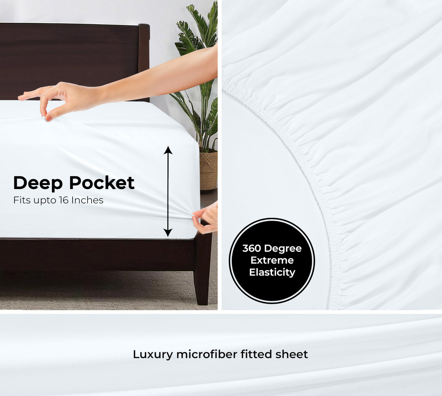 Royale Linens 6 Pack Queen Fitted Sheet Set - Bottom Sheet - Ultra Soft & Breathable - Brushed 1800 Microfiber - Wrinkle & Stain Resistant - Hotel Quality Deep Pocket Stretch Up to 16" (Queen, White)