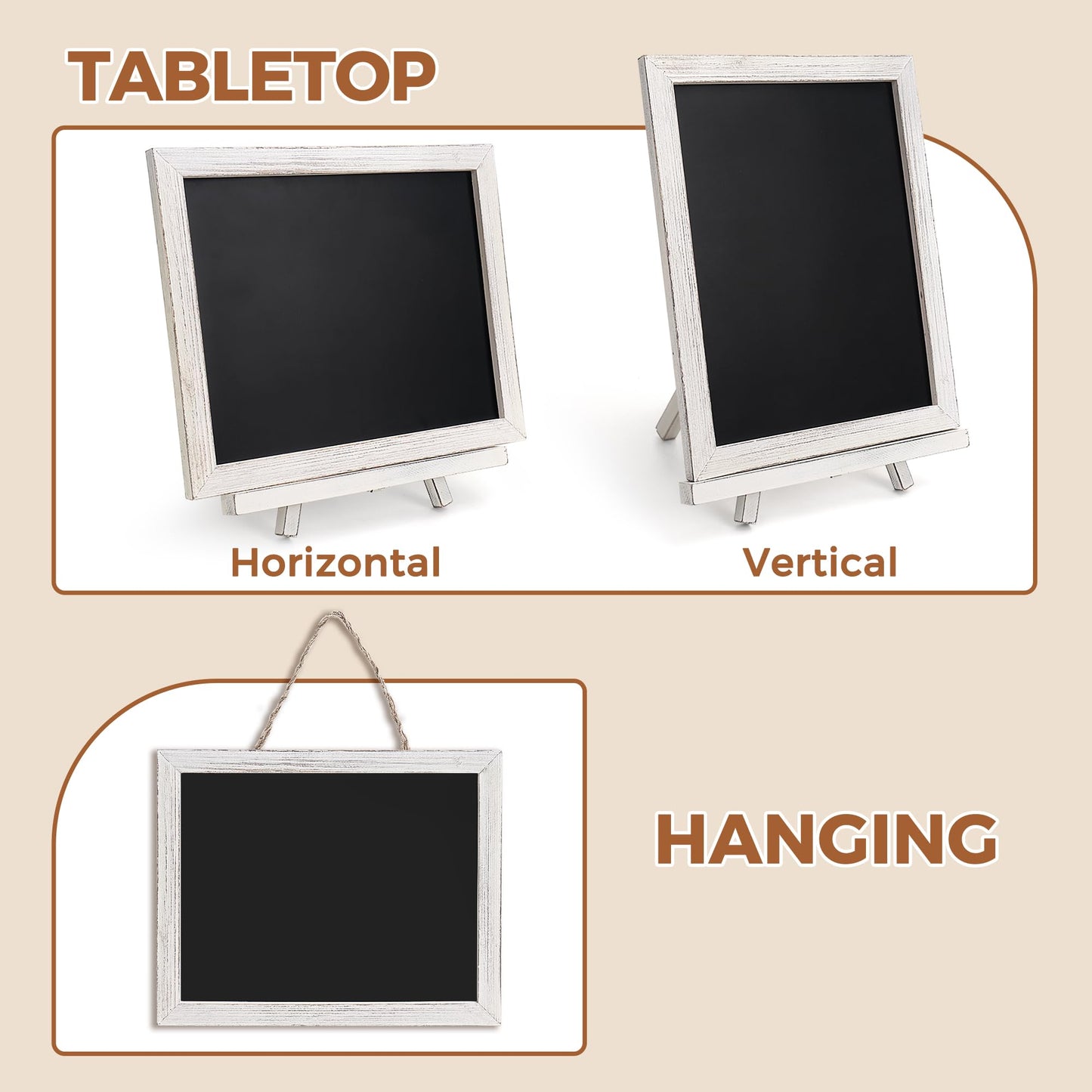 SELEAD 5-Pack Solid Wood Frame Magnetic Chalkboard Sign with Stand - Small 10"x12" Tabletop/Hanging Decorative Chalk Board, Message Menu Board for Business, Wedding, Event
