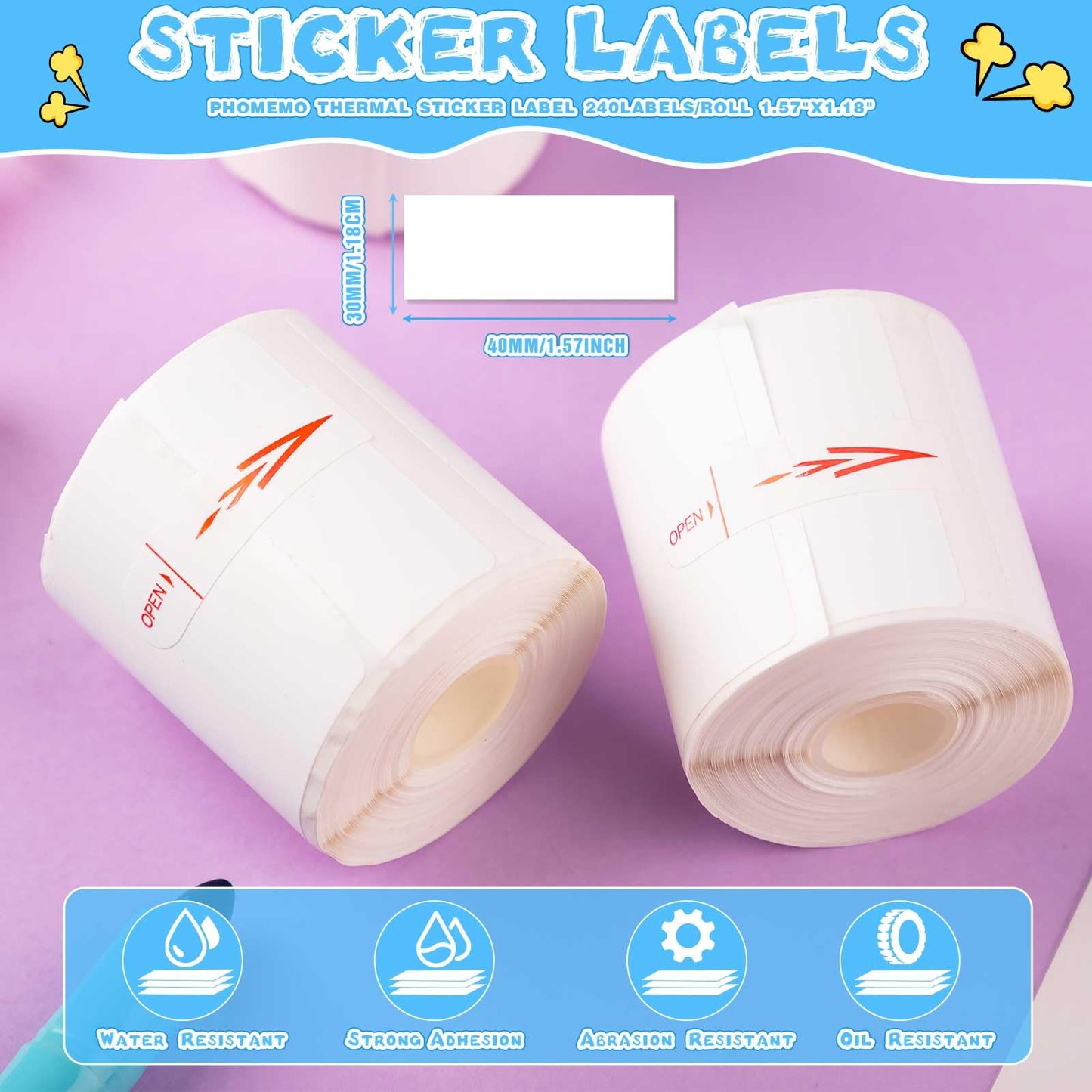Ctosree 24 Rollers Compatible with Phomemo/D30 Label Printer Blank Adhesive Thermal Paper Compatible with Phomemo Label Printer Paper Sticker Tape for Name Price(1.57 x 1.18 Inch)