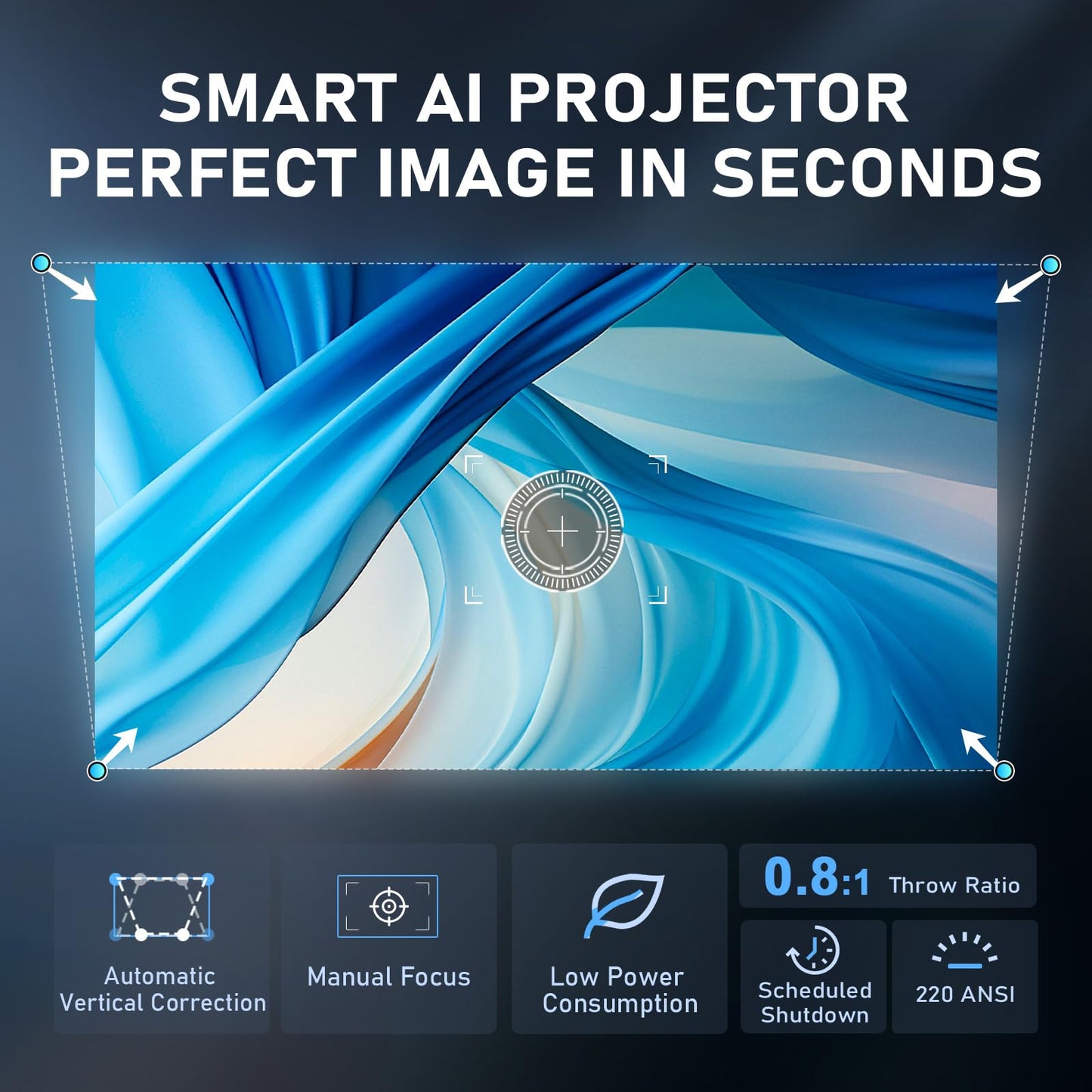 【Ivory Projector & Built-in Apps】 XuanPad Mini Projector with Wi-Fi and Bluetooth, Full HD 1080P Smart Portable Projector with 210° Stand, Auto Vertical Keystone, Compatible with HDMI/USB/TV Stick