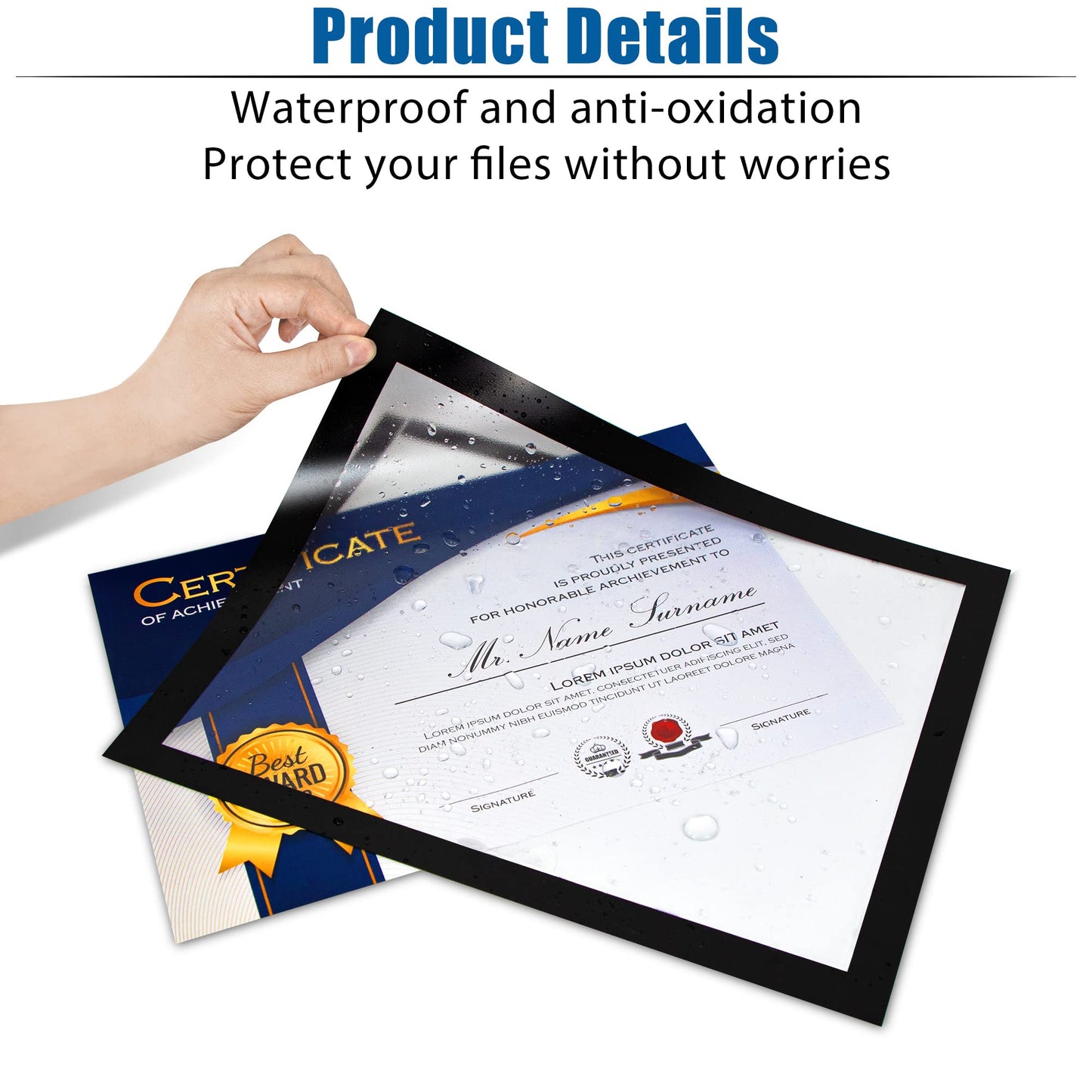 Golemas Magnetic Sign Holder, 8.5 x 11 Wall Mount Self Adhesive Document Display Frames, Double Sided Display for Glass Window (Black, 10pack)