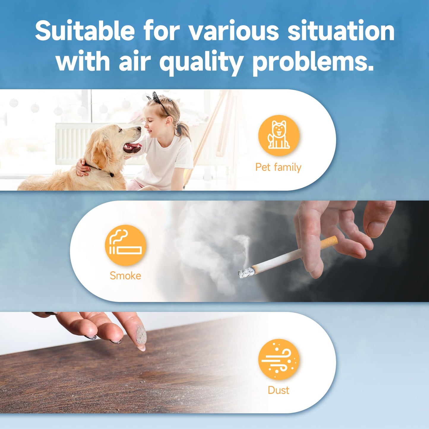 Air filter Replacement Compatible with EyeVac Air 2in1 Air Puri-fier, 2-in-1 Filtration with Activated Carbon Filter(4-pack)