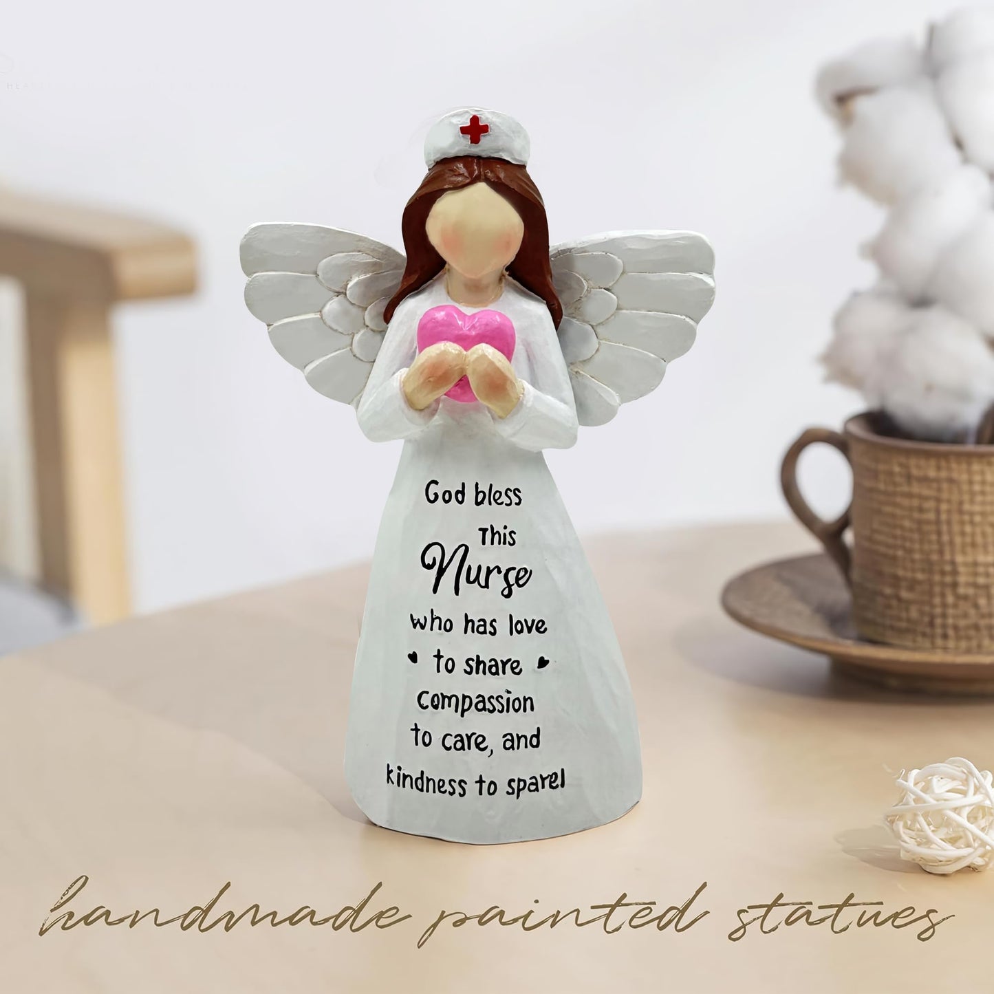 Bozspacer Nurses Gifts - Hand-Painted Nurse Angle Figurine for Women, Nurse Practitioner, RN, Healthcare Workers - Graduation and Medical Graduates Resin Doll - 5.9 Inches Decor for Christmas