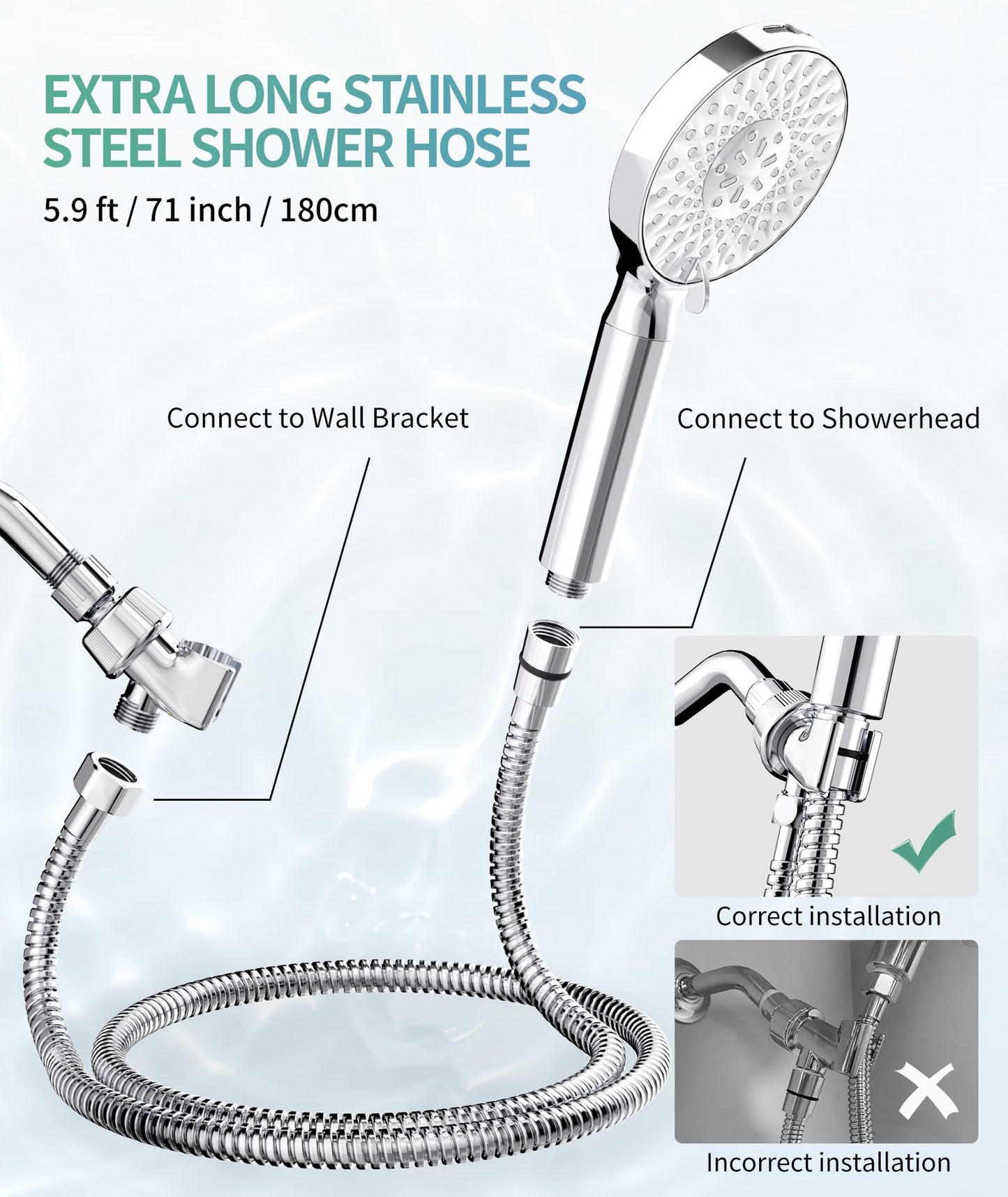 SR SUN RISE Filtered Shower Head with Handheld High Pressure 9 Spray Mode Showerhead Detachable Shower Head Water Softener Filters Beads for Hard Water Remove Chlorine 1 Filter Chrome