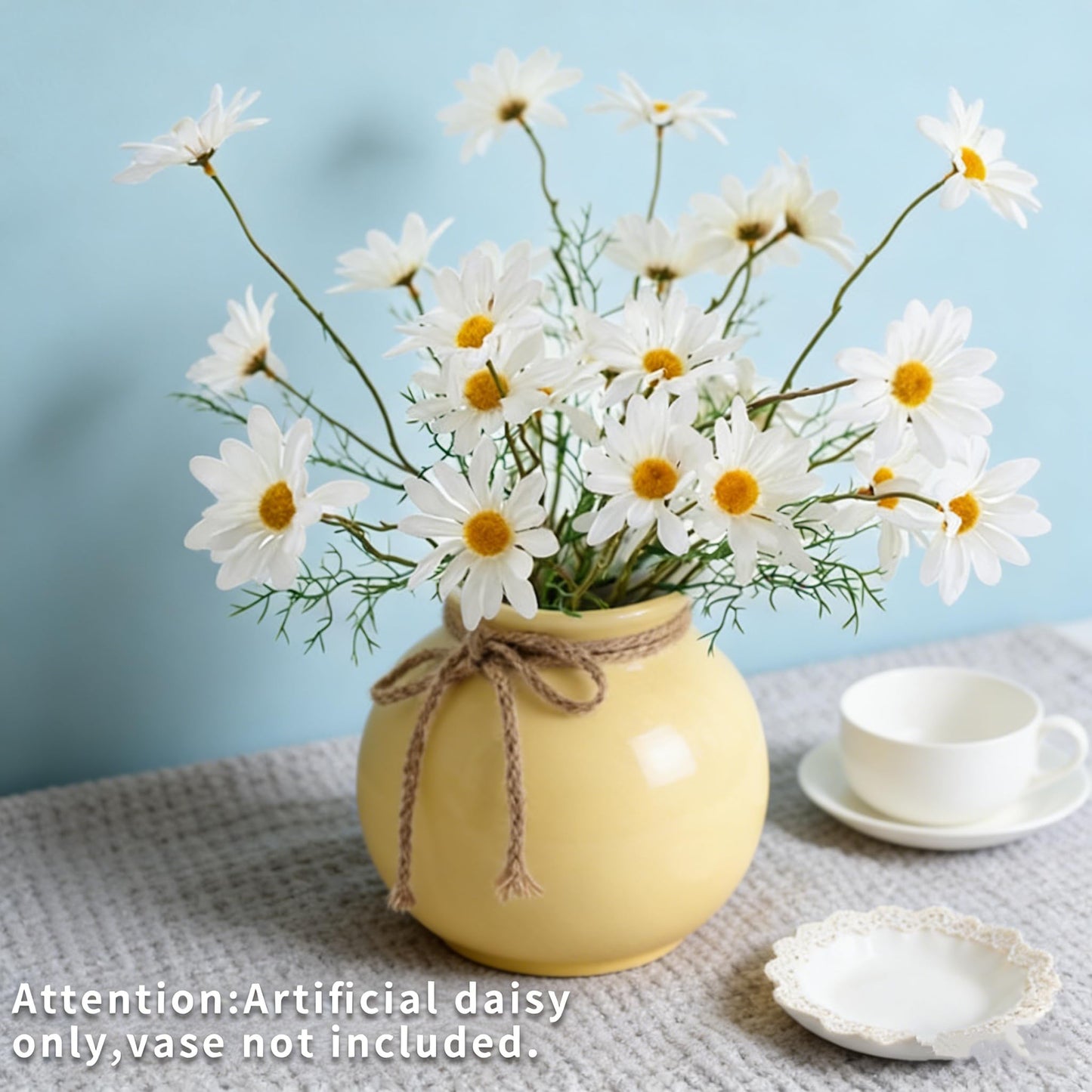 AmyHomie Artificial Daisy Flowers, 10 Bundles Silk Gerber Daisies Bulk, 50 Heads Fake Wildflowers for Home Wedding Party Spring Decor (Milk White