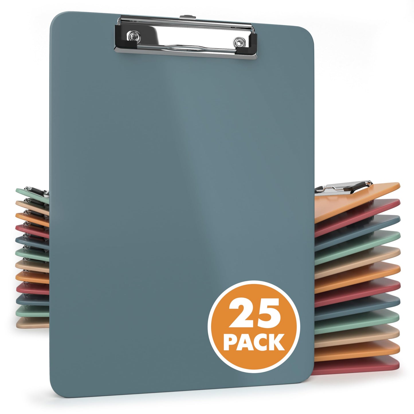 Kiggos 25 Pack Boho Color Clipboards Bulk Low Profile Lightweight & Durable Plastic Clipboard Set Holds 100 Sheets Classroom Office Teachers Students Kids & Home Organization Clip Boards