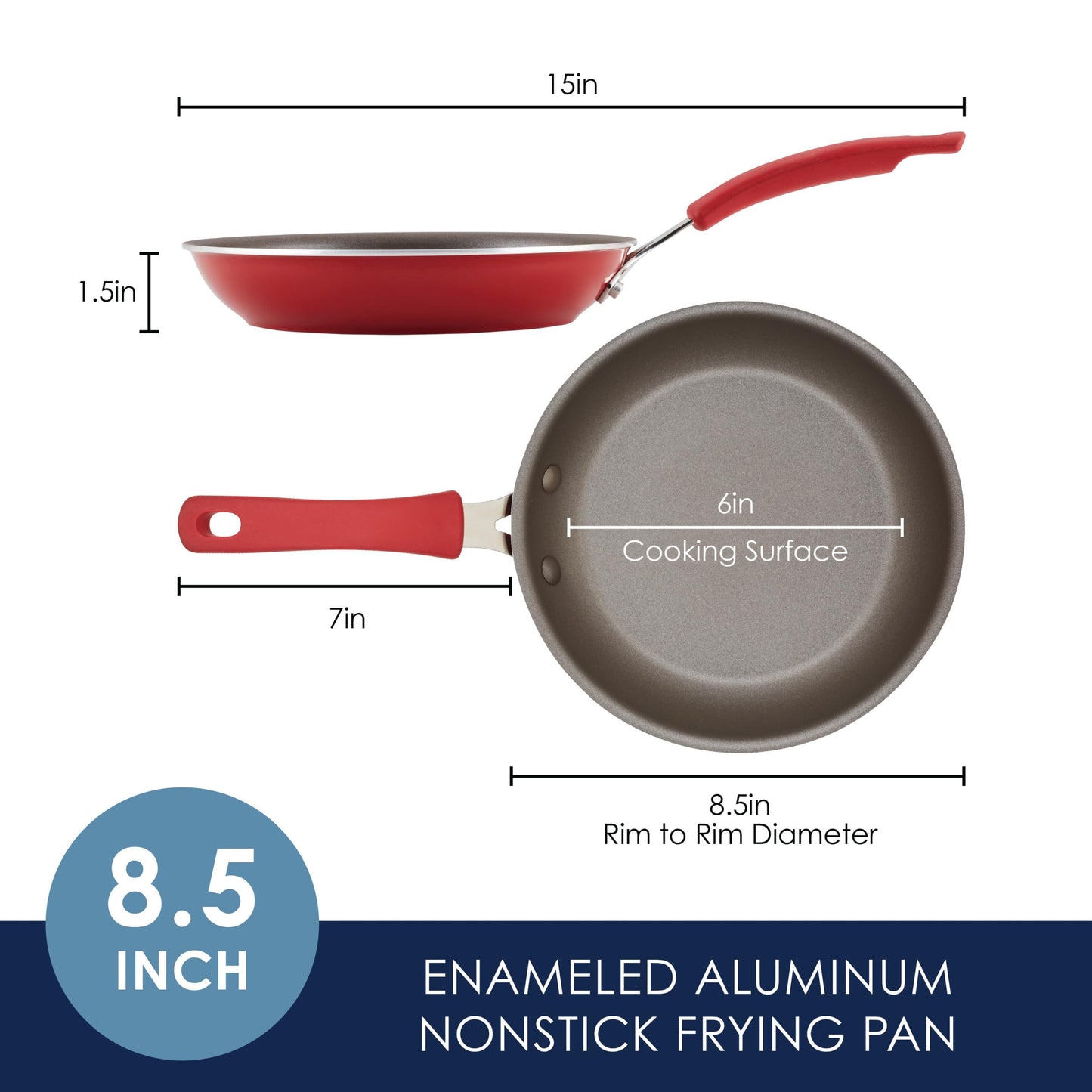 Rachael Ray Cook + Create Nonstick Frying Pan/Skillet, 8.5 Inch, Red