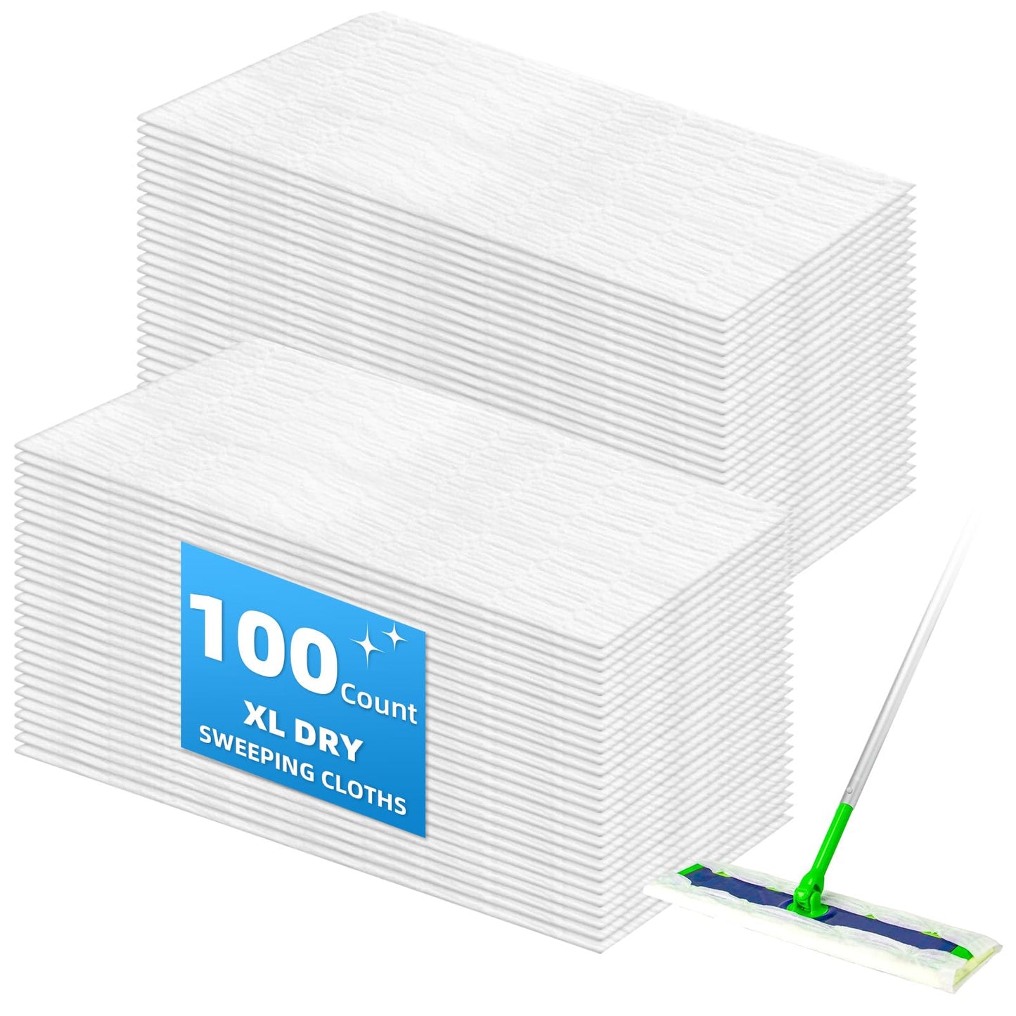 XL Dry Sweeping Cloth Refills for Swiffer® Sweeper X-Large Mop, Daily Pet Hair Dust Dry Floor Cloth Refills for Floor Sweeping and Cleaning, 100 Count