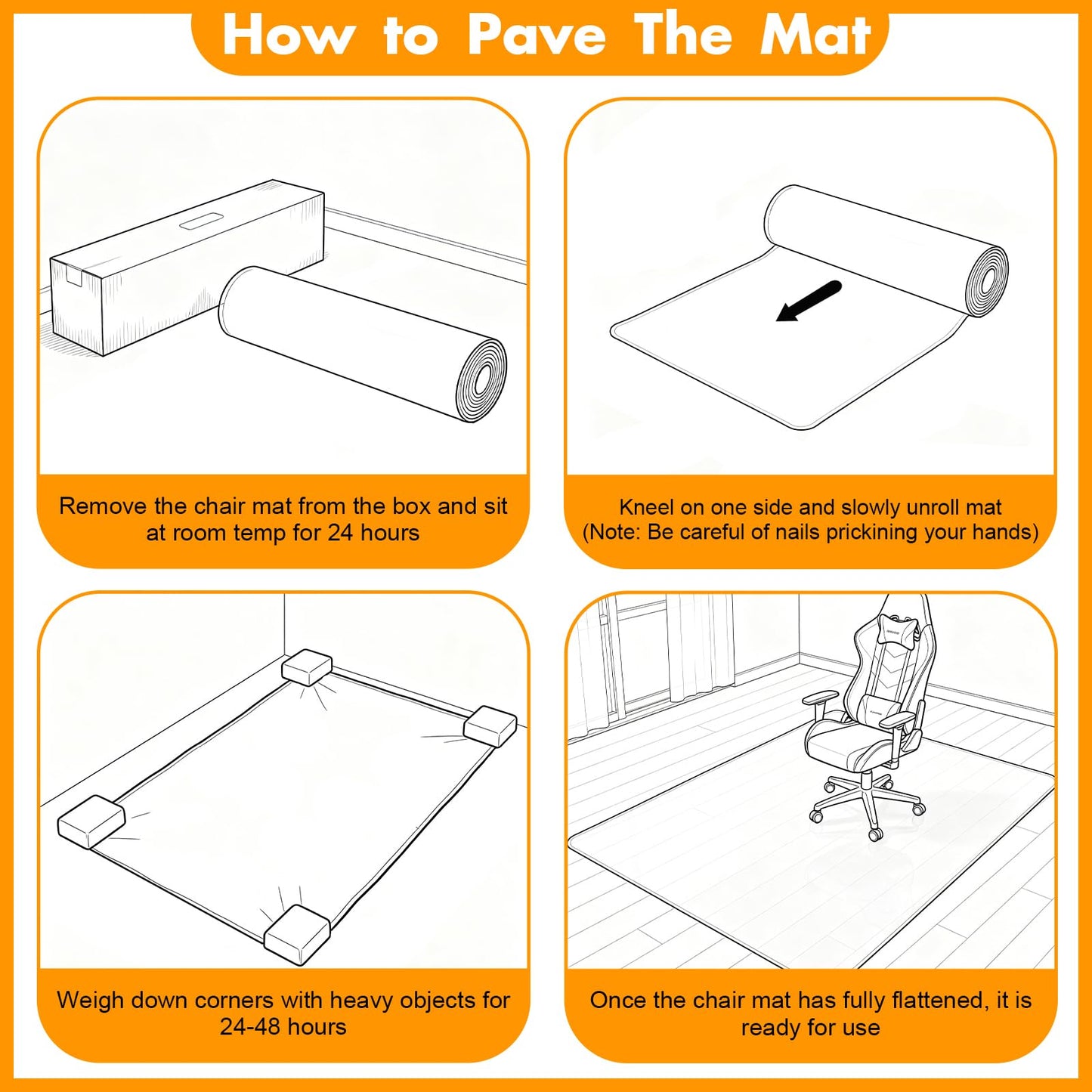 Office Chair Mat for Carpet - 48x60 Inch Plastic Computer Desk Floor Protectors for Chairs Clear Under Desk Rug Pad for Rolling Gaming Chair