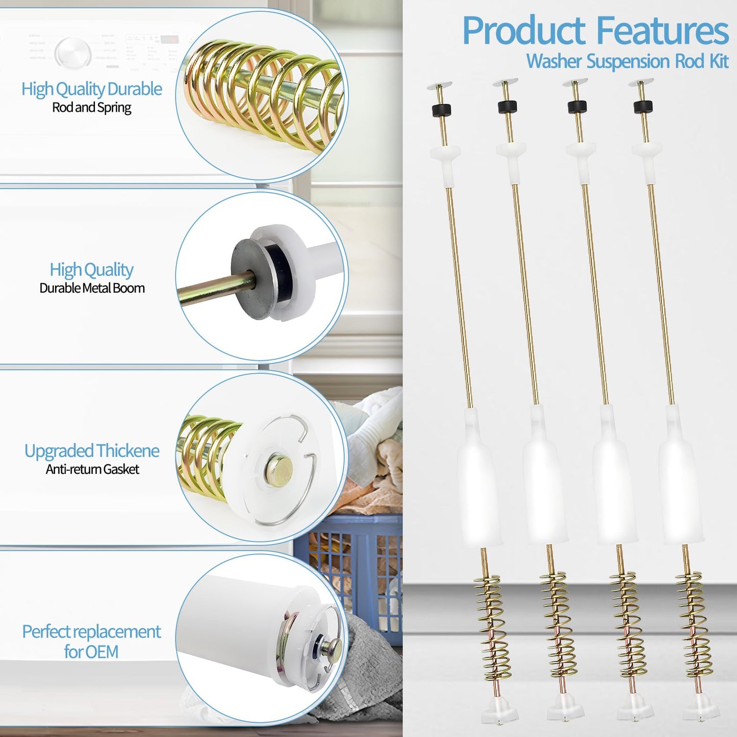 NLZQMBC Upgraded WT1101CW WT1101CW/00 WT4870CW Washer Suspension Rods Fit for LG Washer