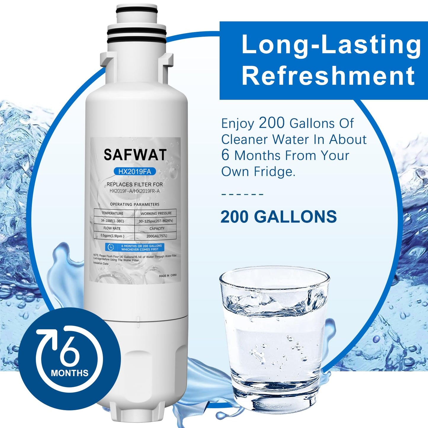 HX2019FR-A HX2019F-A Water Filter Compatible with Hisense HRM260N6TSE HRFD560SW HRCD585BW HRFD634BW HRCD650BW HRCD586TBWB Mora MRM260N6TSE Refrigerator (2 Pack)