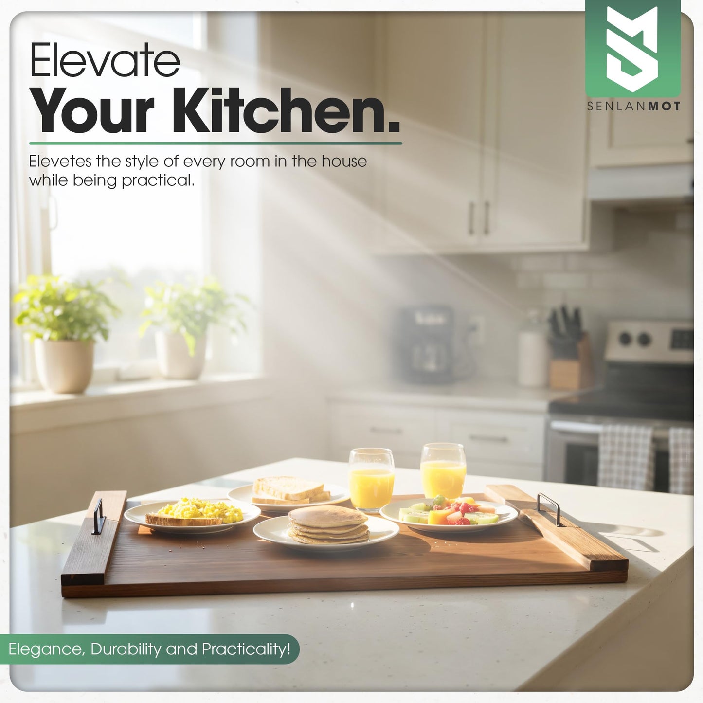 SenlanMot Electric & Gas Stove Top Cover Noodle Board – Large Pine Stovetop Cover & Decorative Tray with Handles – Multi-Functional Kitchen Cutting Board & Modern Home Accessories 30.3"x21.7" (1 Pc)
