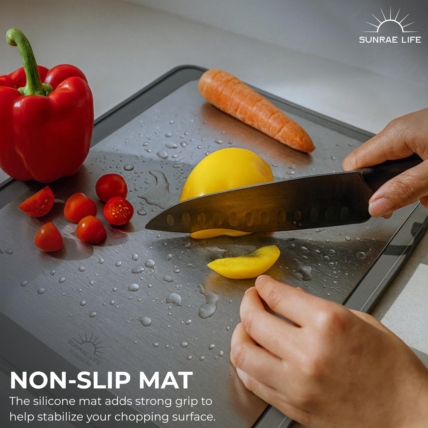 Titanium Cutting Board with Lip, Anti Slip Mat, Double-Sided, Dishwasher Safe Cutting Boards, Titanium Cutting Boards for Kitchen, Non Plastic Cutting Boards for Kitchen