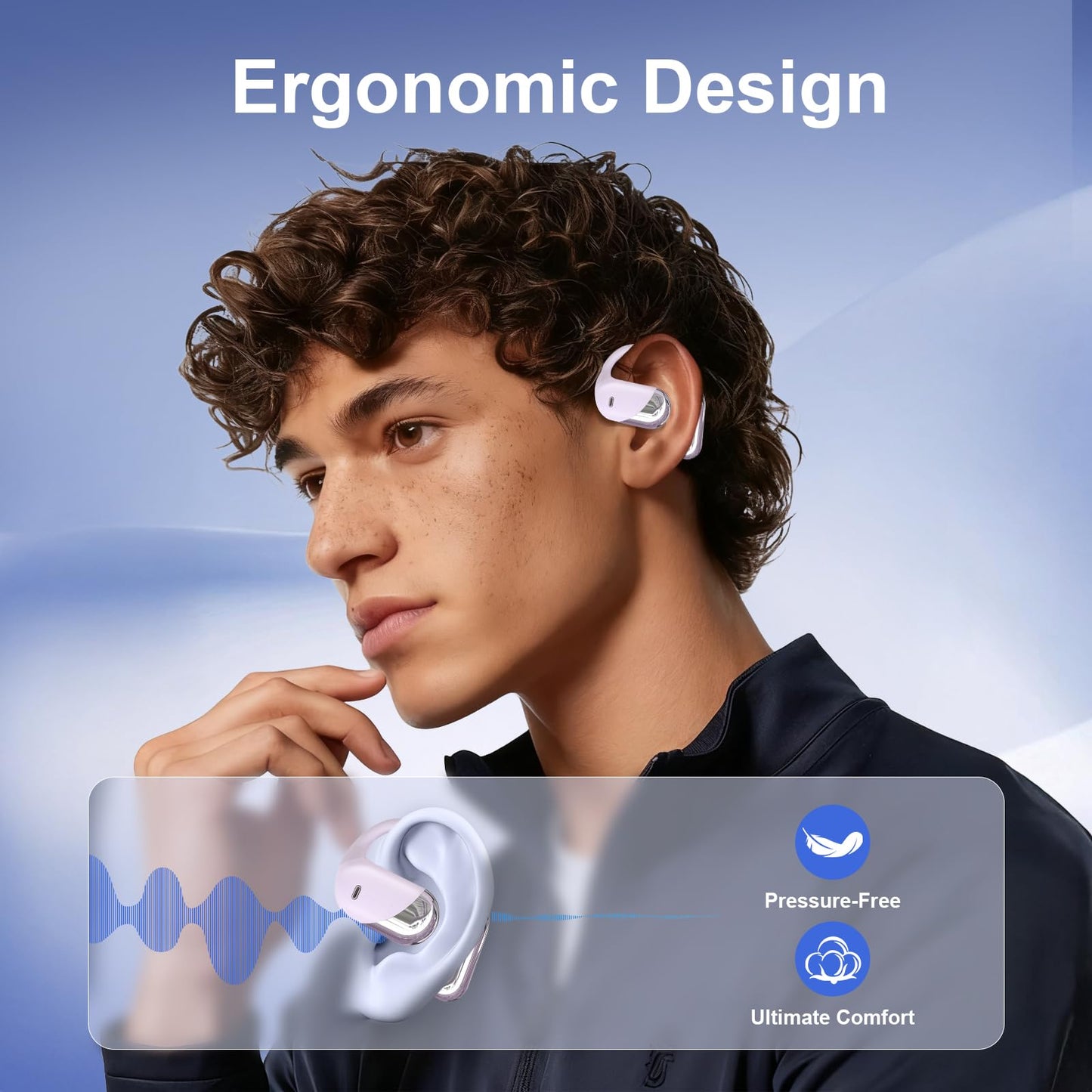 gidosha Open Ear Bone Conduction Headphones，,Over Ear Earbuds with Ergonomic Earhook,Bluetooth Headphones 5.4 with Smart Digital Display,50H Playtime AI Translation Earbuds Real Time