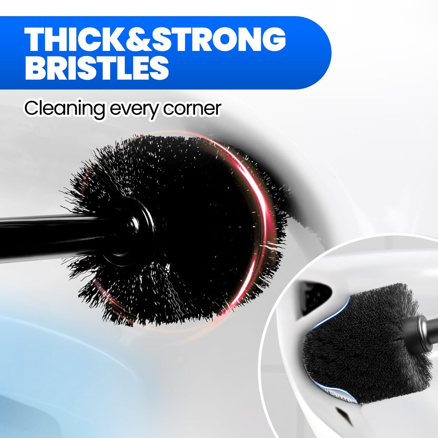 Denvlex 2Pack 2 in 1 Toilet Brush and Plunger Set, Extended Handle Plunger,Toilet Bowl Brush Plunger Set,Bathroom Cleaning Tools,Cleaning Brush,Toilet Brush Plunger Combo(Bright Black)