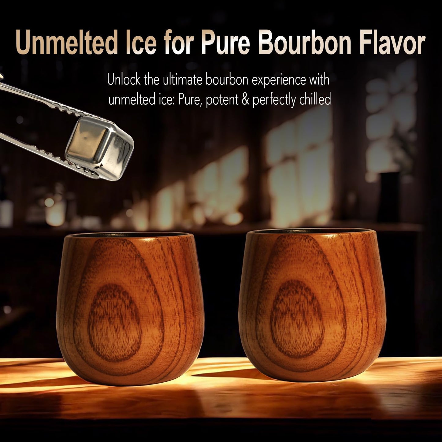 Charred Wooden Bourbon Drinking Glass, Bourbon Gifts for Men, Handcrafted Retirement Whiskey Glasses for Dad, Great Whiskey Gifts for Men, Perfect Presents for Boyfriend Father Friends, 2 Set Cup