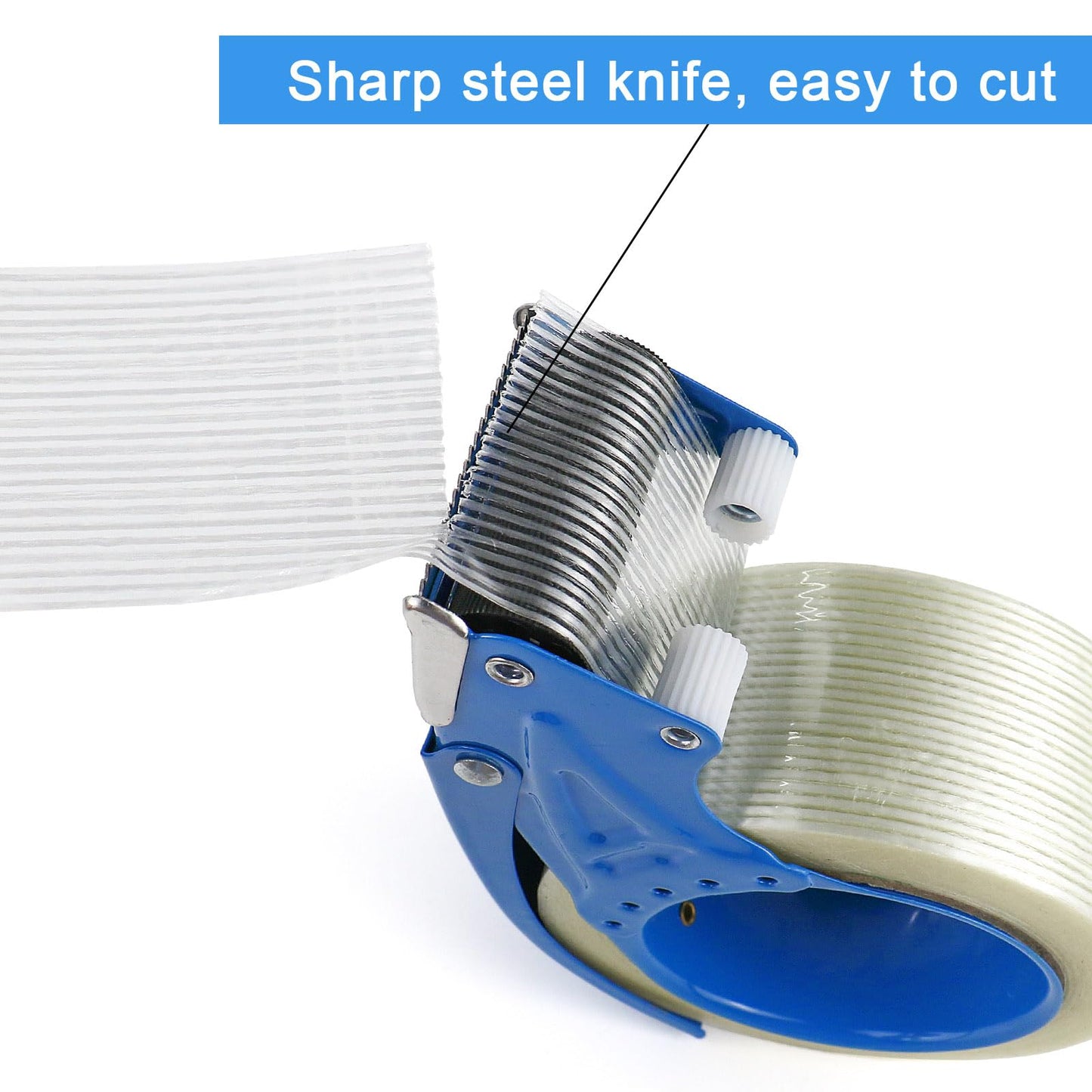 BOMEI PACK Strapping Tape 2Inch, Fiberglass Reinforced Heavy Duty Packing Tape with Dispenser with String for Moving and Shipping, 6Rolls x 5.5Mil x 35Yds, Total 210Yds