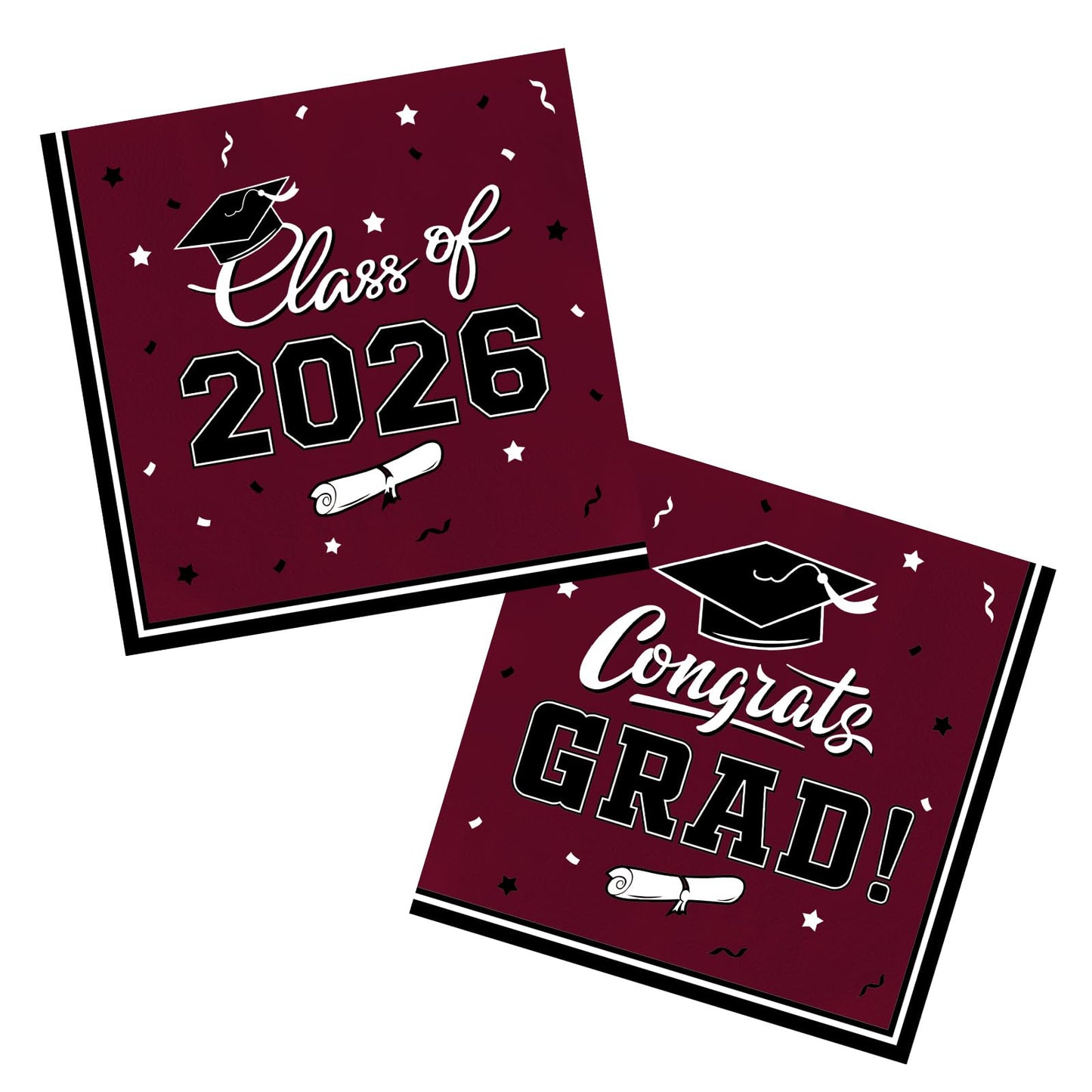 Graduation decorations 2026 Maroon Congrats Grad Party Dinnerware Set Disposable Paper Plates Napkins Cups Tablecloth Banner for Congrats Graduation Decorations 2026 deals, Serve 25
