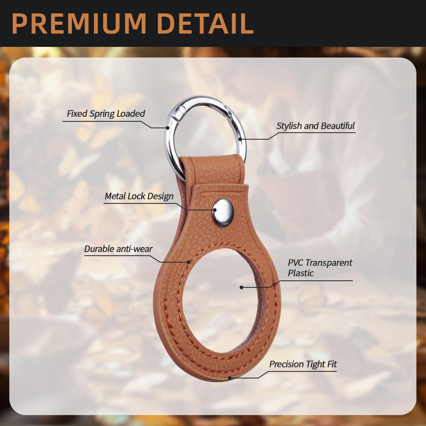 IELCJJ 5PCS Premium Leather Coin Holder - Handmade Sobriety AA Coins Chip Keychain - Displays Both Sides of Sober Token Medallion Pet Challenge Coin - Brown Waterproof Scratchproof Soft PVC Key Ring