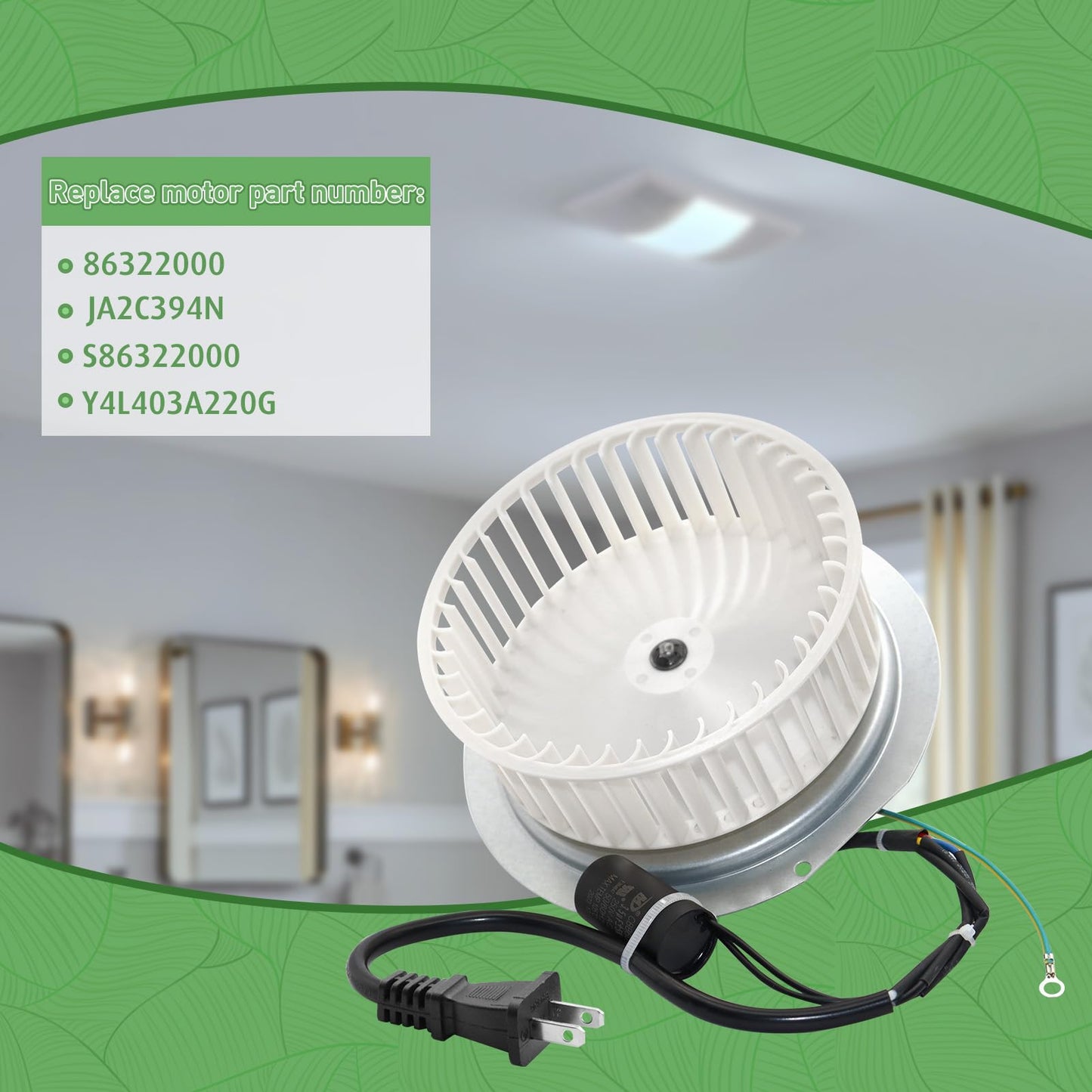 0696B000 Motor Assembly for NuTone QT100 and QT110 Series Fan,Motor Replacement for Nutone QT-110N-B QT-100L QT110N,JA2C394N for Nutone 0696B000 Bathroom Fan Replacement