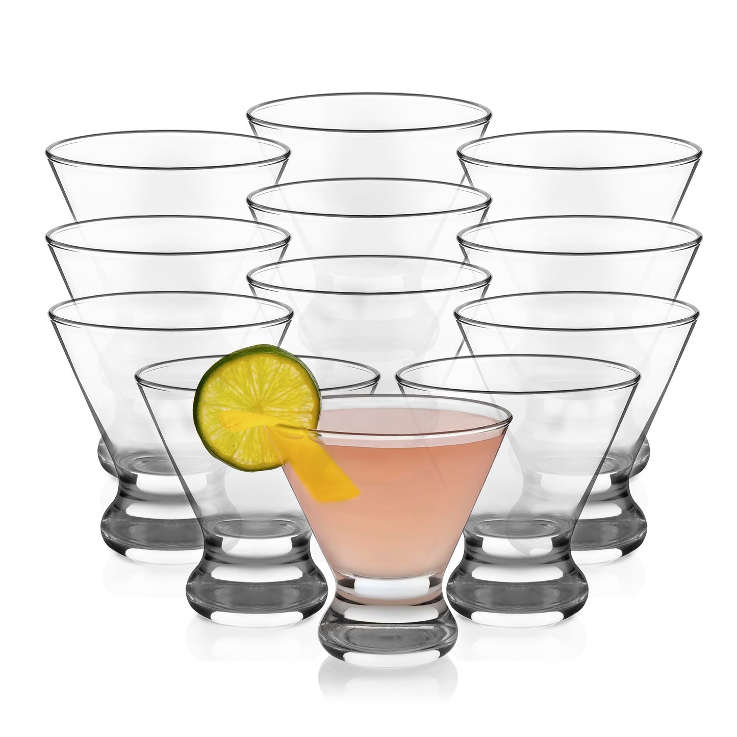 Libbey Cosmopolitan Stemless Martini Glasses Set Of 12, Dishwasher Safe Holiday Martini Glass, Lightweight Cocktail Glass Set for Wedding Party
