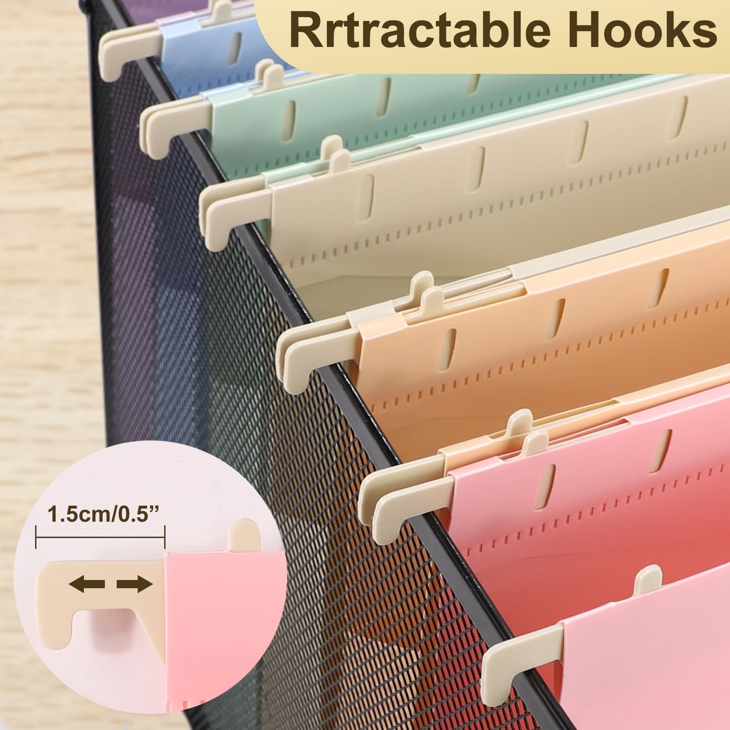 Extra Capacity Plastic Hanging File Folders Letter Size,18 Pack 2 Inch Capacity Hanging File folders with Tabs,Heavy Duty for Filing Cabinet,Home and Office File,Pastel Colors