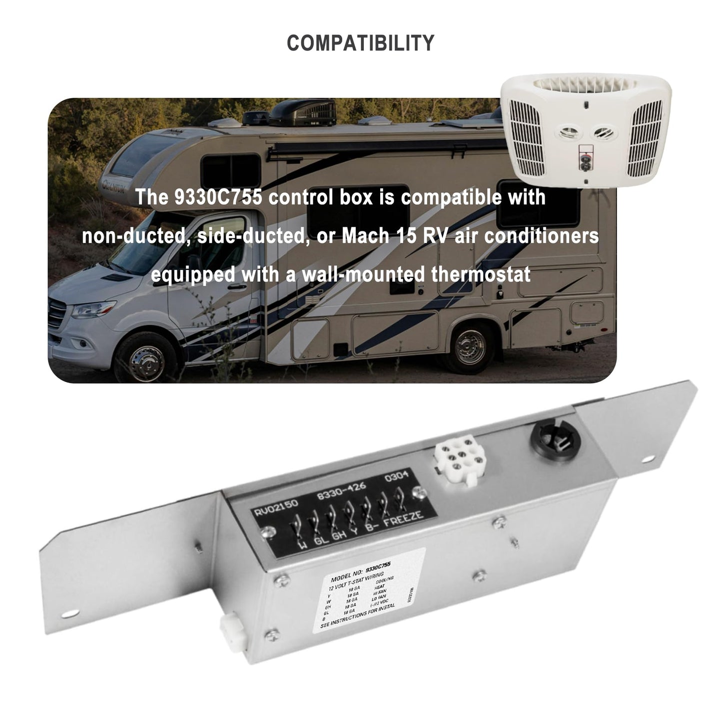 Updated 9330C755 RV Air Conditioner Control Box Kit, Heat Ready AC Cool Control, Compatible with Coleman Mach 15 RV Air Conditioner Units with a Heat Strip