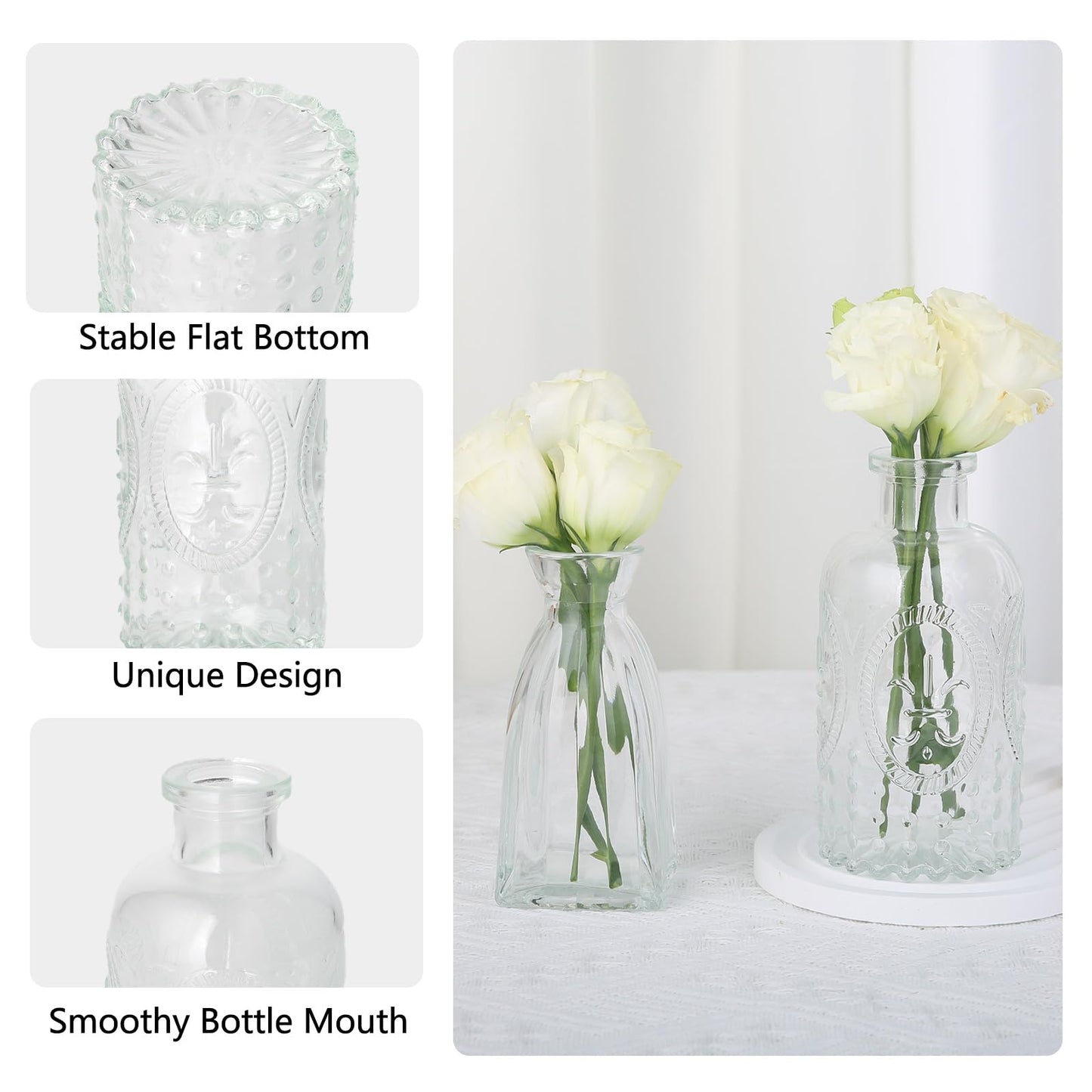 RUCKAE Small Clear Bud Vases Bulk 12 Pack Mini Flower Glass Vases for Centerpiece Table Wedding Decorations Home Decor Party