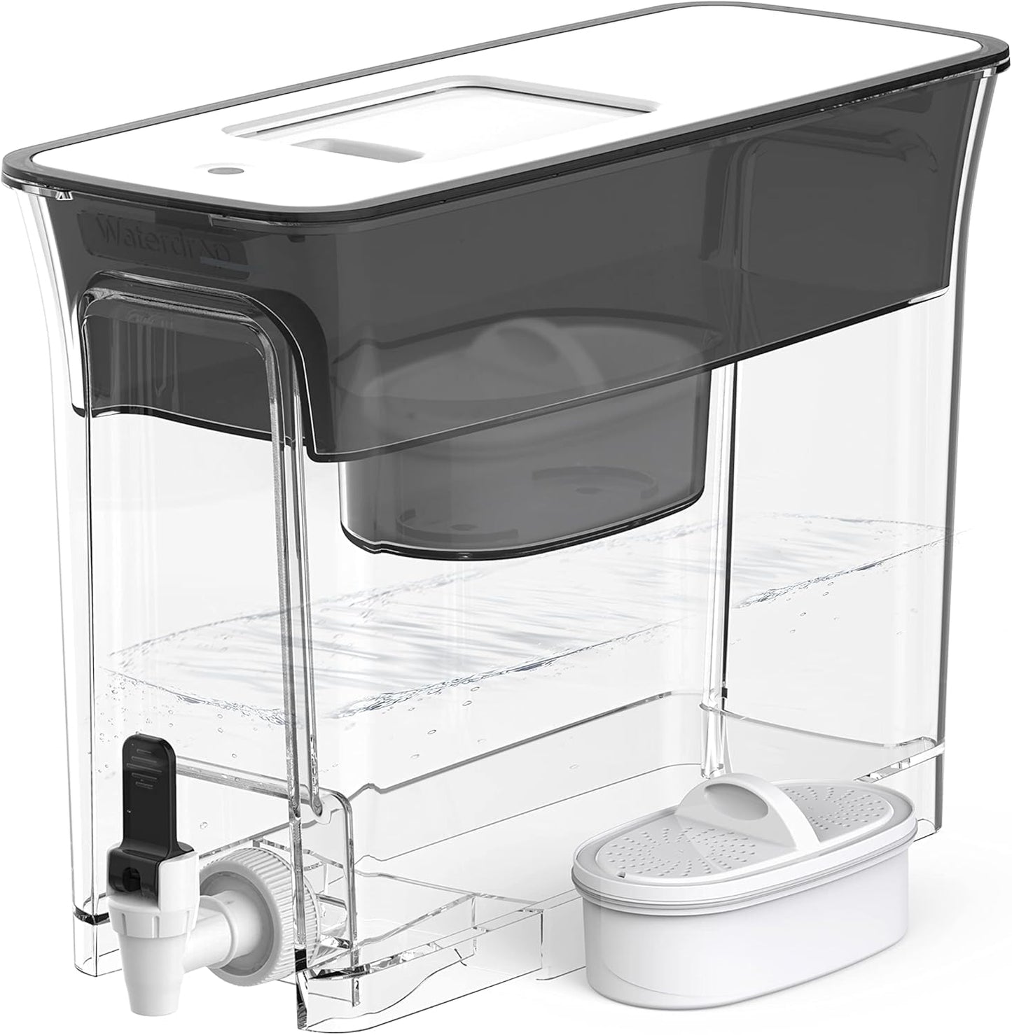 Waterdrop WFD-40L Water Filter Dispenser, 35-Cup Slim Water Filter Pitcher, Large Capacity, 200-Gallon Long-Life, Reduces Chlorine, PFOA/PFOS and More, BPA Free, Black