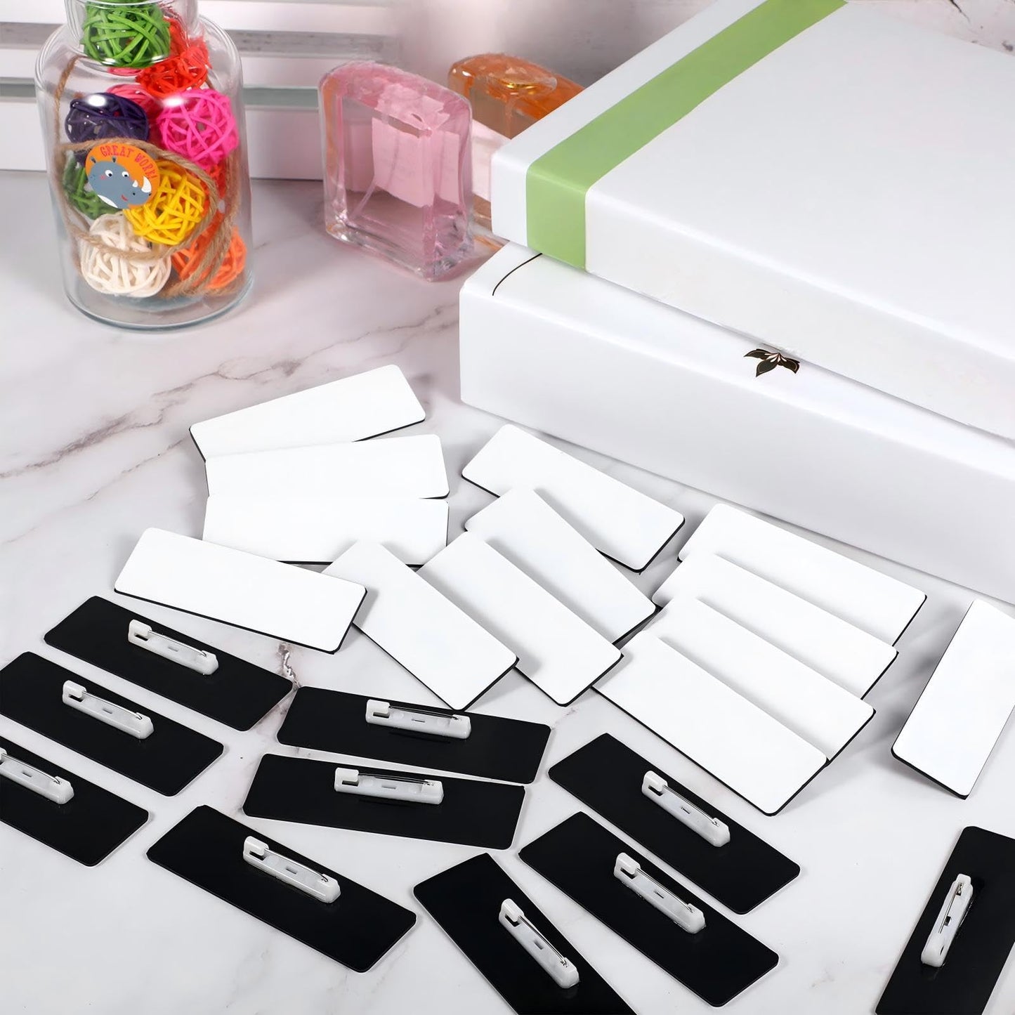 Name Tag Blank Name Badges 1 x 3 Inch DIY Blank ID Name Badge with Pin Backing for Office Workers Students, Personalized Badges Making (150 Pieces)