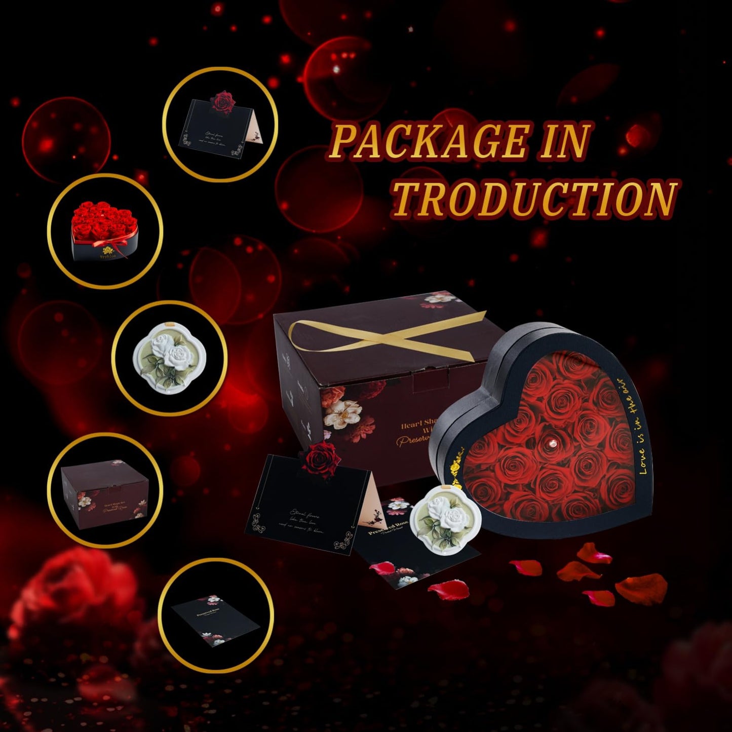 Forever Red Roses in a Heart Shaped Box 16 Preserved Flowers for Delivery 100% Real Quality Immortal Flower Eternal Birthday Graduation Gifts Home Deco for Her Mom Women Wife Girlfriend (Heart-Red)