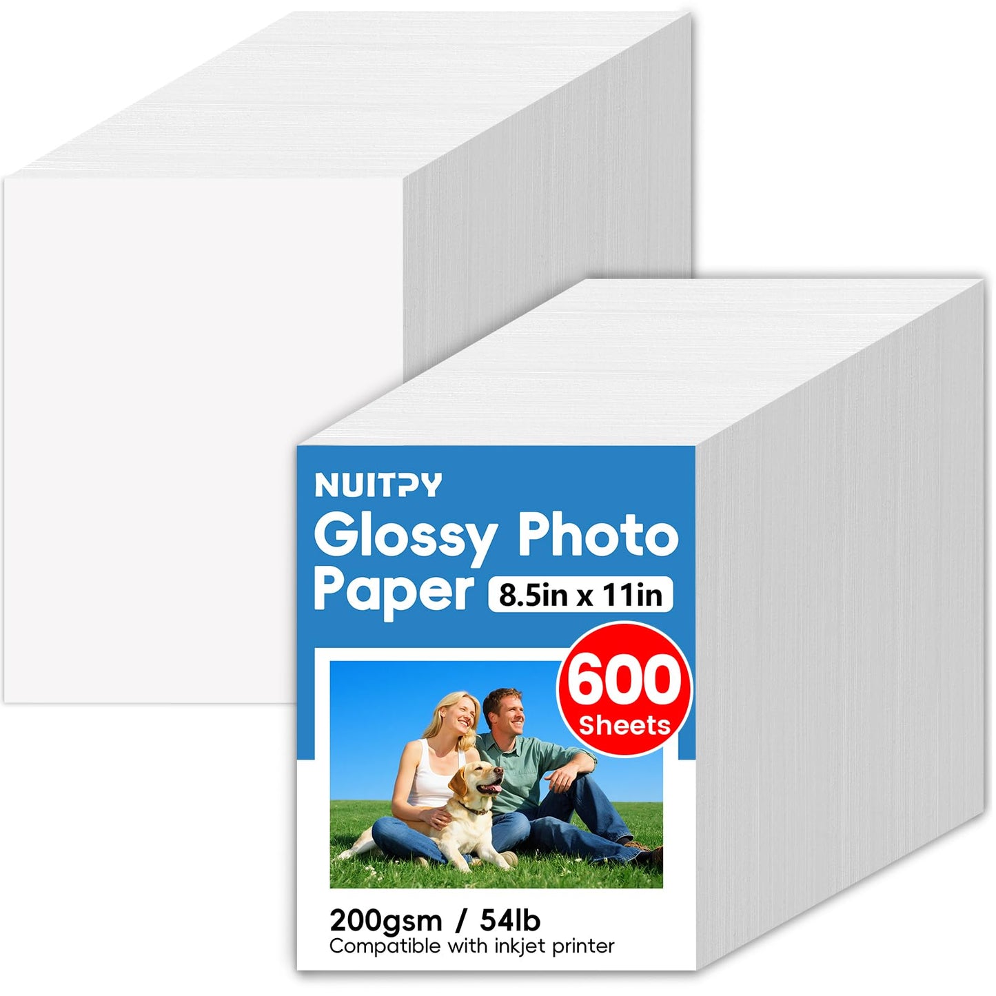600 Sheets Glossy Photo Paper, 8.5in x 11in Inkjet Photo Printer Paper, Picture Paper for Photos, Calendars, Brochures, Cards, Menus(200gsm / 54lb)