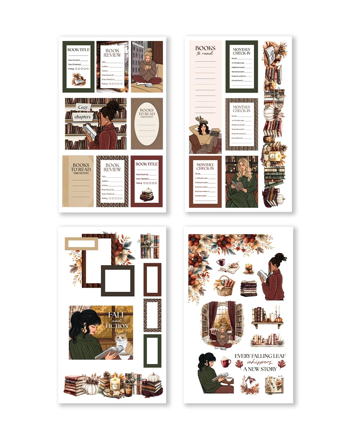 Literary Seasons Sticker Book – Book Lover Planner Stickers for Journaling, Scrapbooking & Reading Tracker, Seasonal Decorative Stickers for Winter Spring Summer Fall, Bookish Stationery Gift