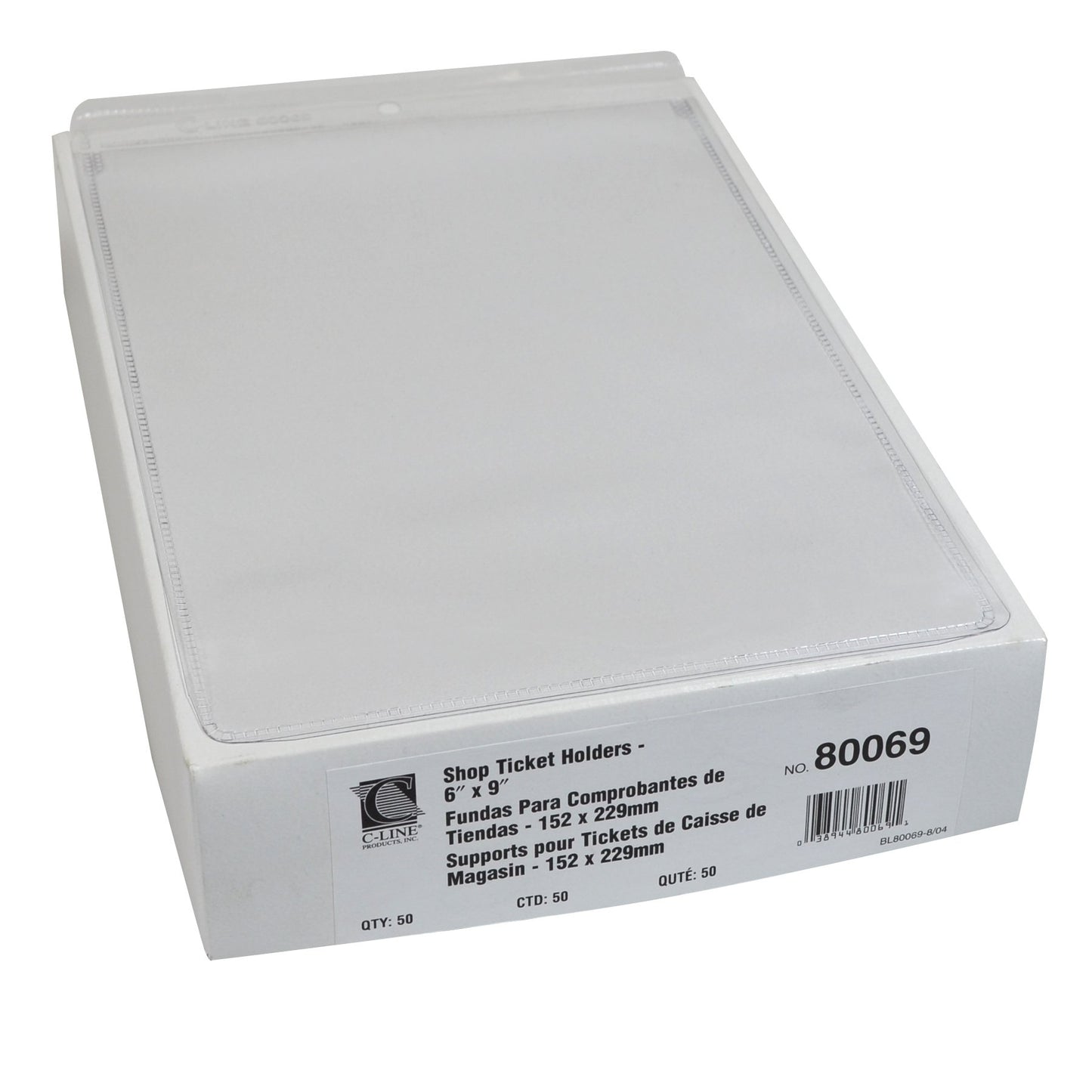 C-Line Vinyl Shop Ticket Holders, Both Sides Clear, 6 x 9 Inches, 50 per Box (80069)