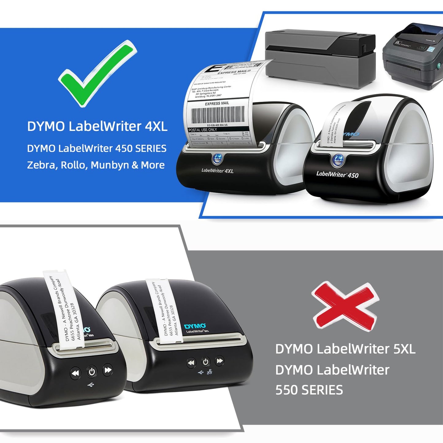 Printholic Compatible Direct Thermal Labels Replacement for Dymo 30256 (2-5/16" x 4") 12 Rolls Shipping Labels - Use with Labelwriter 450, 450 Turbo, 4XL, Rollo & Zebra Printers - 300 Labels/Roll