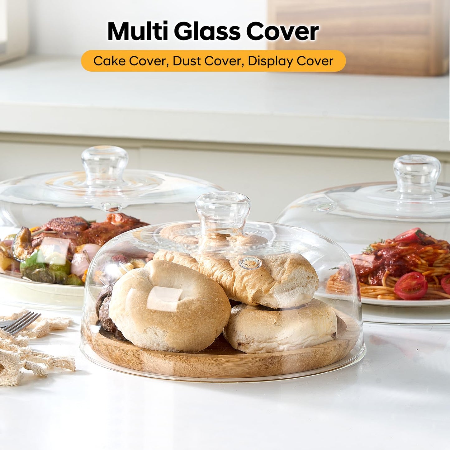10 inch Glass Microwave Splatter Cover, 5" Extra Tall Microwave Plate Cover for Food, All Glass, BPA-Free & Non-Plastic, Dishwasher Safe