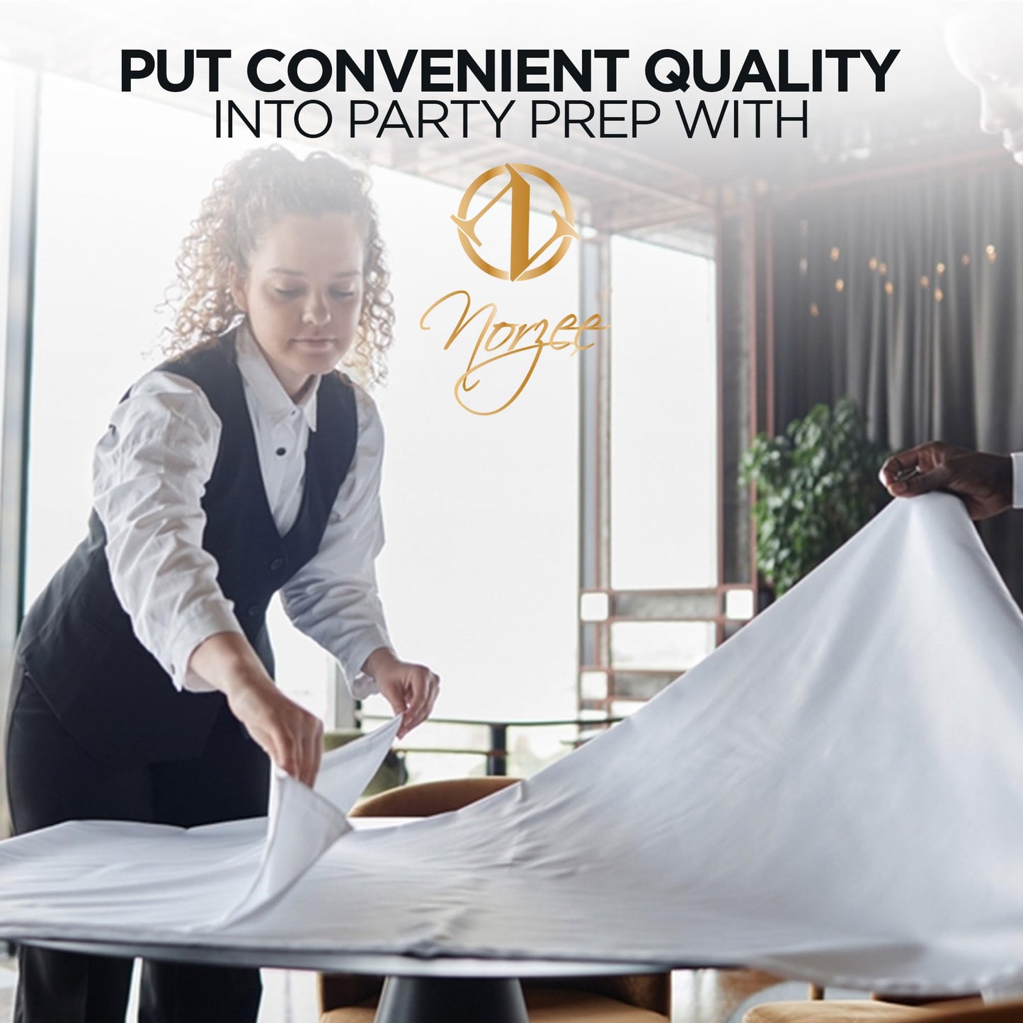 NORZEE 12-Pack Black Disposable Tablecloths, 84" Round Table Cover, Plastic Table Cloth With Gold CONFETY