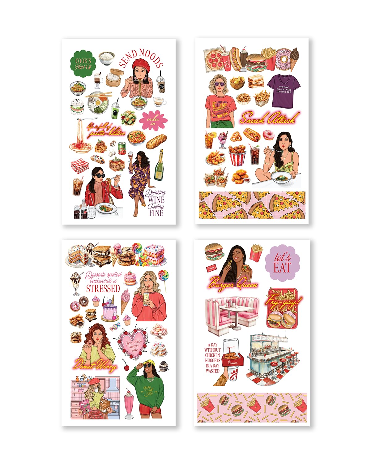 Rongrong Foodie Queen Planner Stickers Book for Planners, Calendars, Journals and Projects – Premium Quality Hand Drawn Transform Your Meal Planning - Scrapbook Stickers – 25 Pages