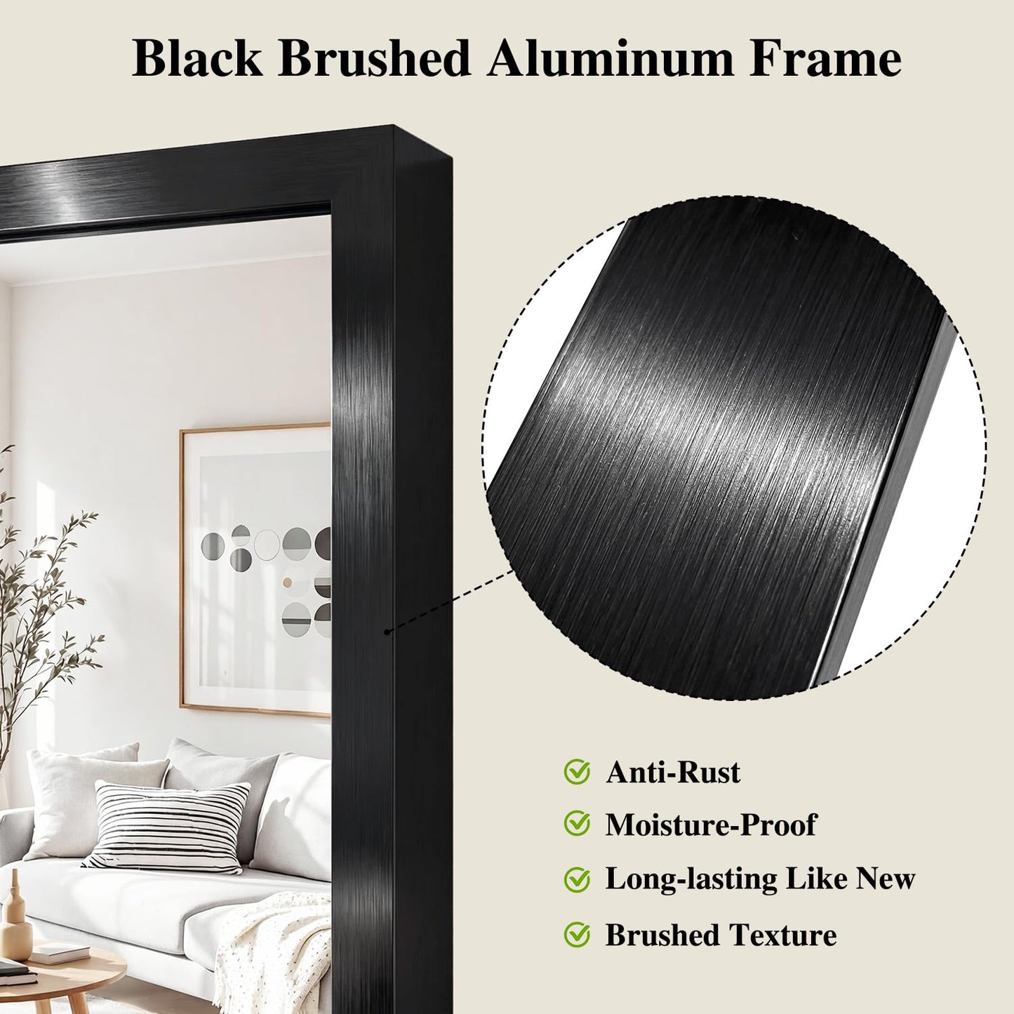 Koonmi Black Mirrors for Wall, 24x36 Inch Bathroom Mirror, Rectangular Wall Mirror for Living Room Bedroom Bathroom, Hangs Horizontally or Vertically