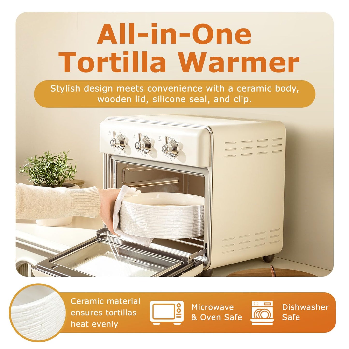 SoulMex Ceramic Tortilla Warmer with Airtight Wooden Lid – 8.8 Inch Tortilla Holder, Insulated Bread Pancake Warmer, Authentic Tortillero for Tortillas, Pancakes, Roti – Large Tortilla Container