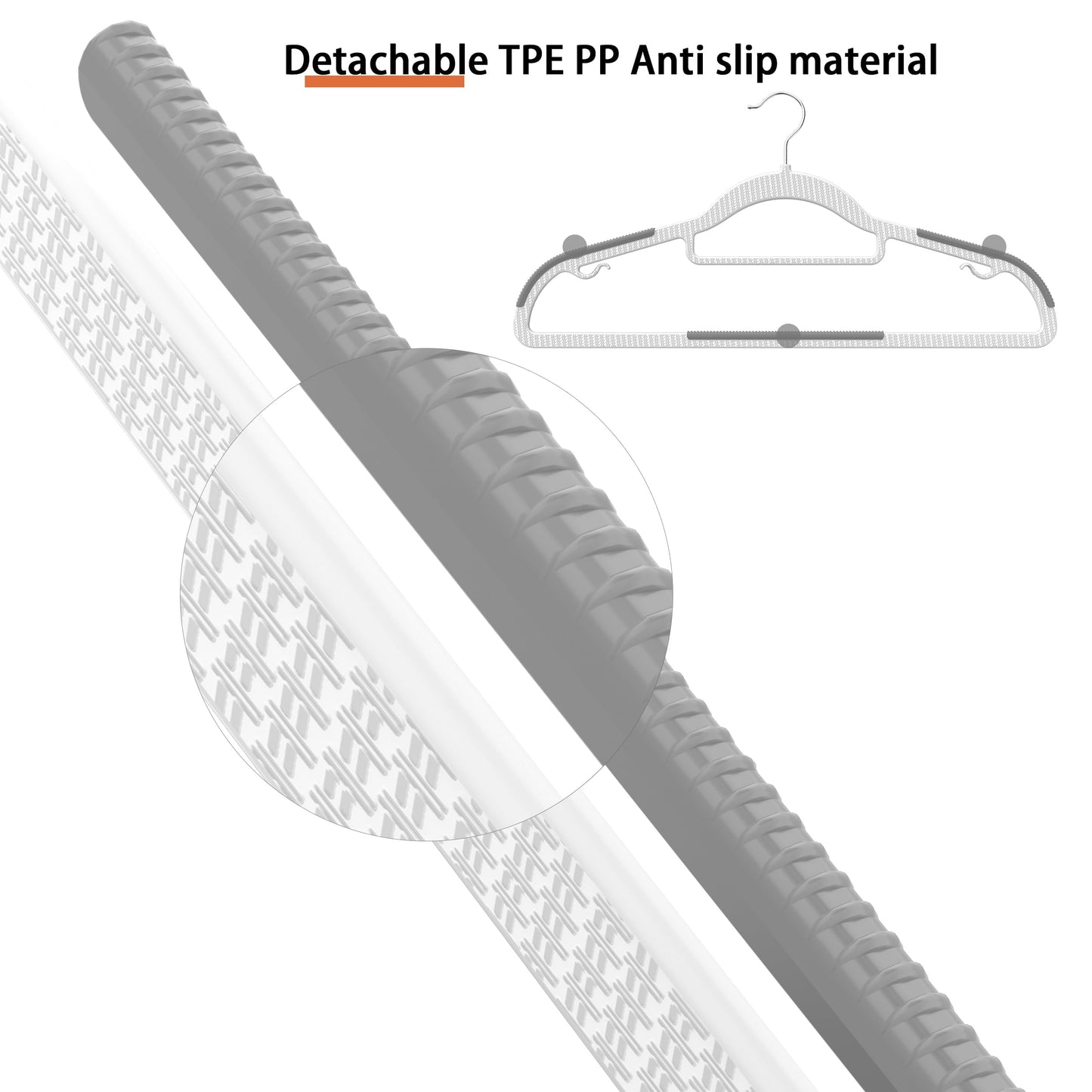 MLKJHHI 60 Pack Heavy Duty Plastic Hangers, Non Slip Clothes Hangers with Rubber Pads and 360° Hook - Thin Space Saving Hanger, Closet Organizer for Shirt, Pants, Suit, Skirt,Coat - Gray