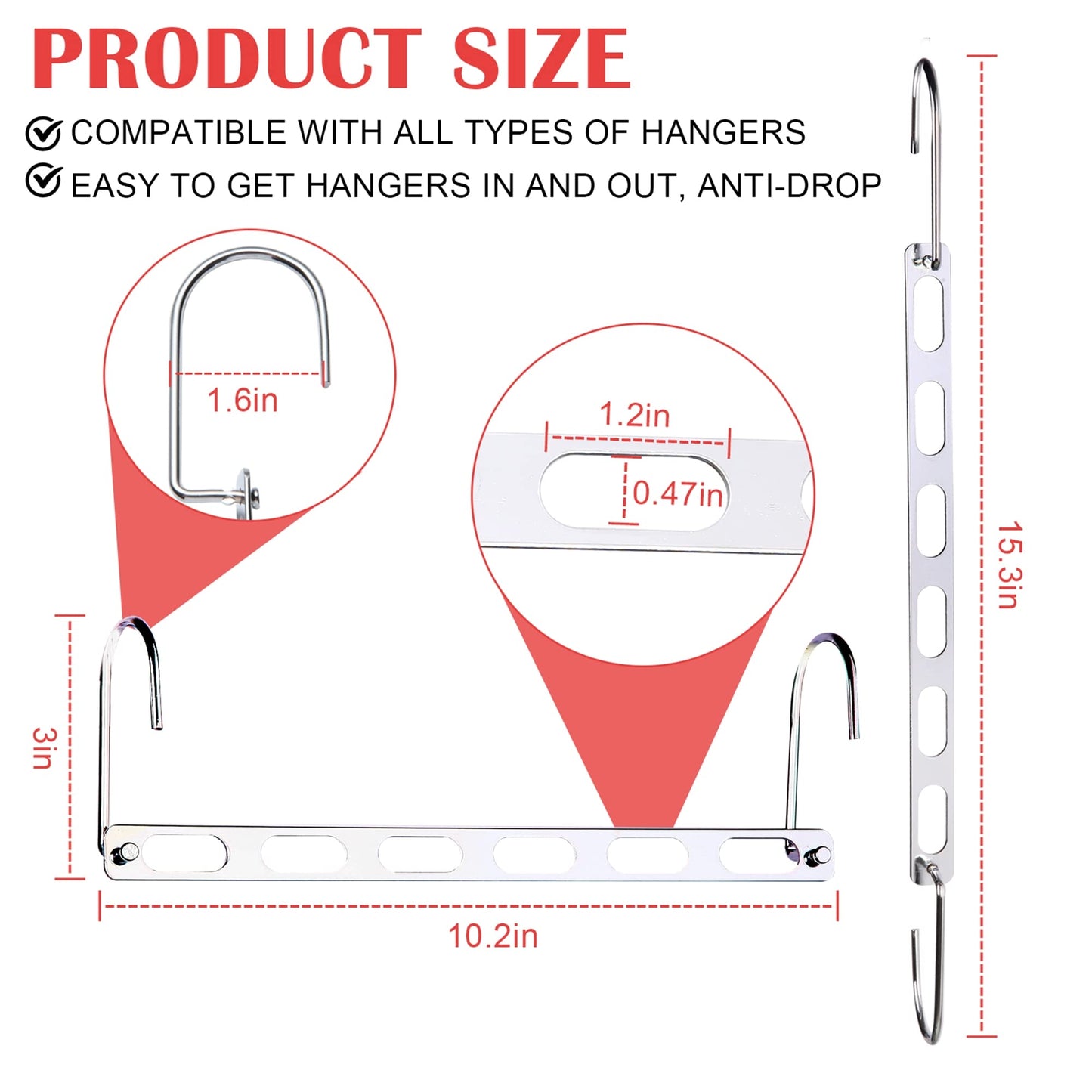 12 Pack Space Saving Hangers for Clothes, Collapsible Metal Hangers Organizer, Clothes Space Savers, Closet Organizers and Storage, Dorm Room Essentials