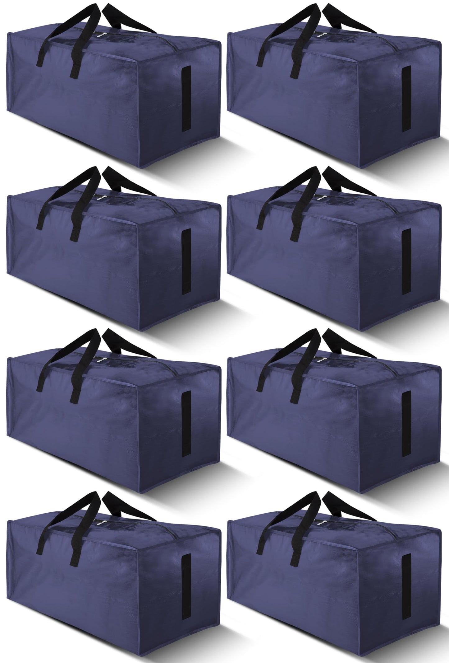 HOMESURE 8 Pack Large Strong Moving Bags with Zippers & Carrying Handles - Water-Resistant - Heavy Duty Storage Tote for Space Saving, Fold Flat, Alternative to Moving Box (Blue)