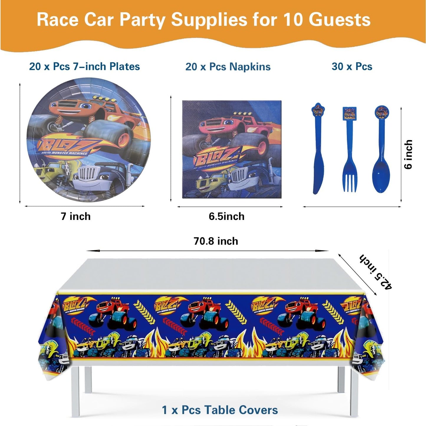 121 Pcs Monster Truck Birthday Party Supplies,Included Banner,Backdrop,Tablecloth,Plates,Balloon,Racing Car Tableware Set for Boy Truck Party Decorations